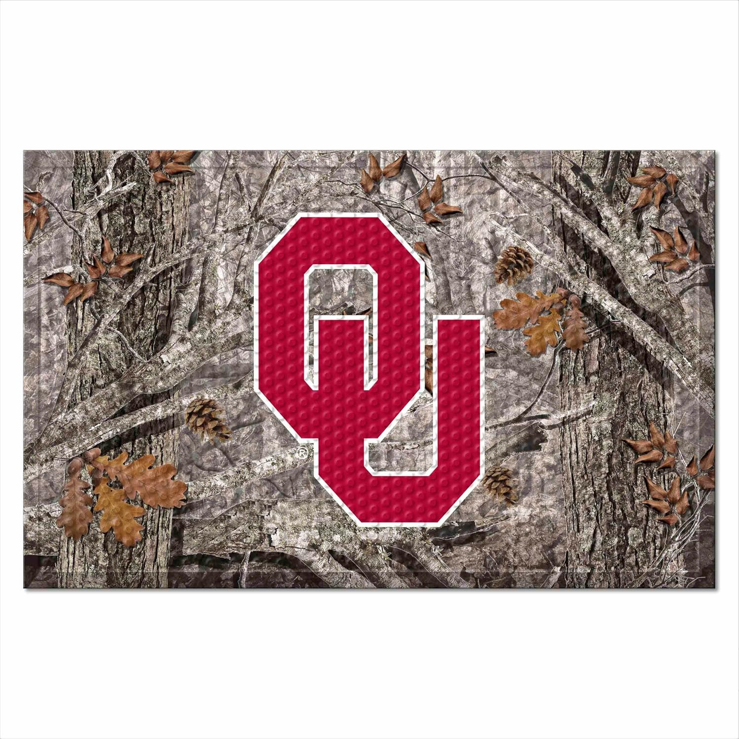 FANMATS 19227 Oklahoma Sooners Rubber Scraper Door Mat, Camo Color