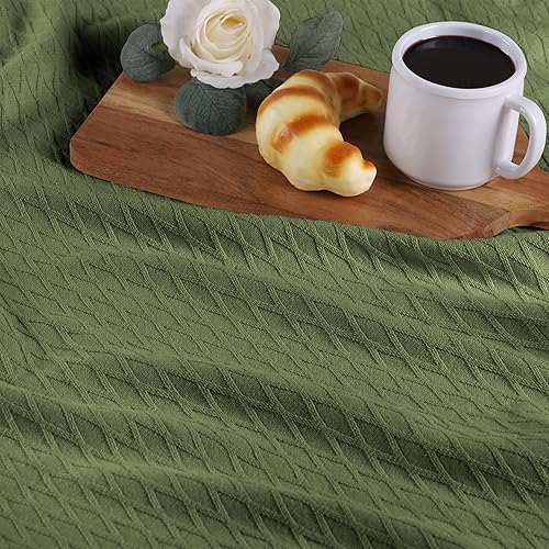 Miniatura 7 de SUPERIOR Manta de tejido de diamante, funda 100% algodón para el hogar, sofá, cama, mantas suaves y cálidas, estética boho, cómodas, acogedoras y
