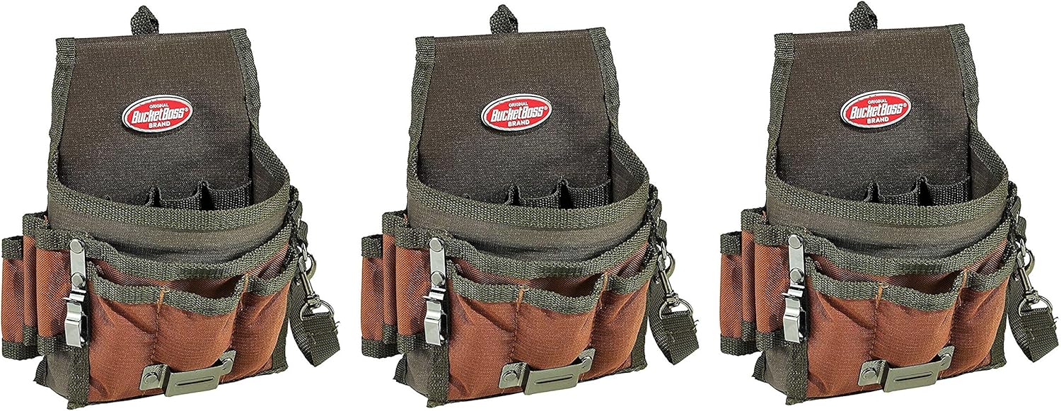 Bucket Boss Tool Pouch with FlapFit in Brown, 54140 (Тhrее Pаck)
