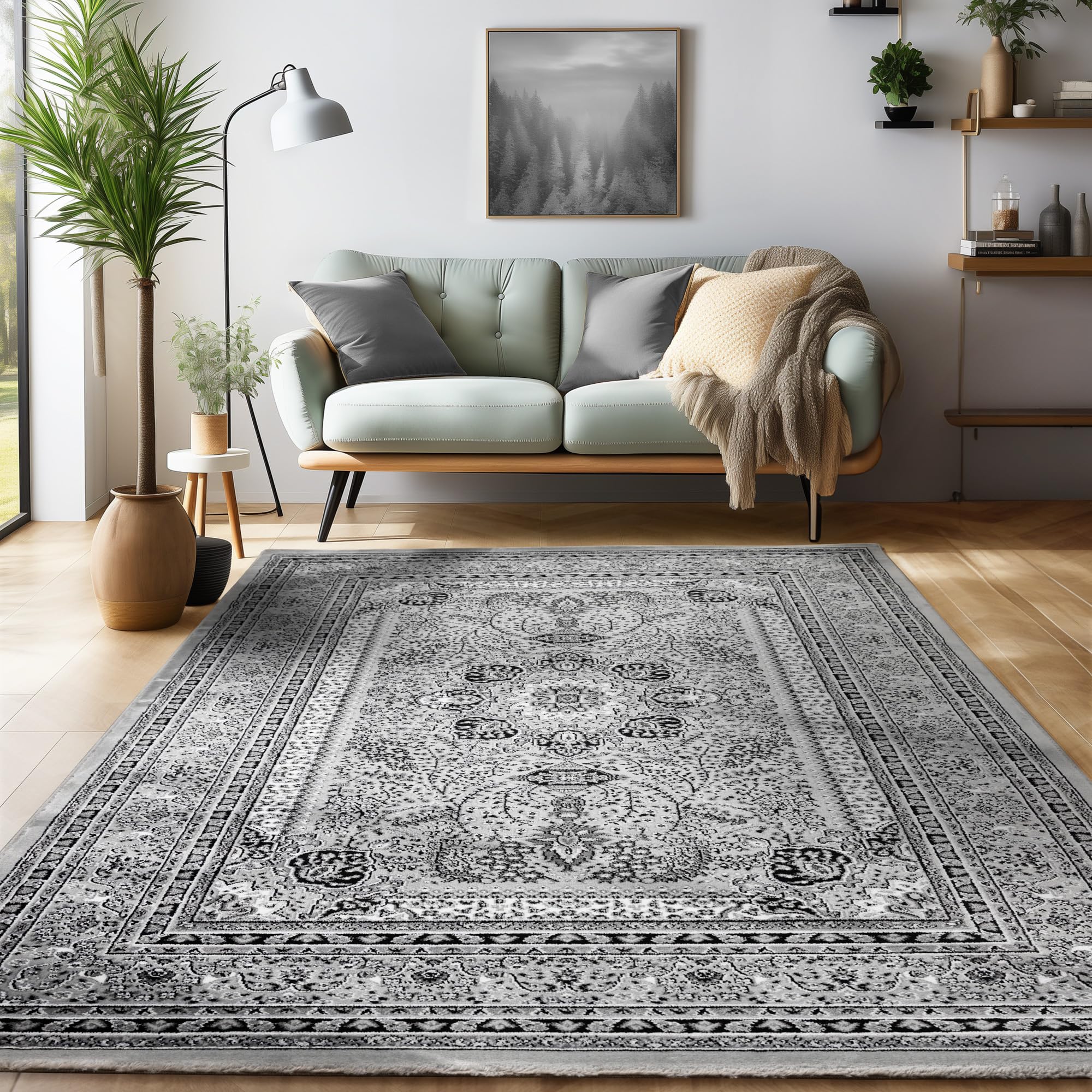 SIMPEX Orientalischer Teppich Wohnzimmer, Schlafzimmer, Esszimmer, Läufer, Flur Boho Teppich Kurzflor Weich 12 mm Carpet Orient - Verschiedene Größen Farbe: Beige