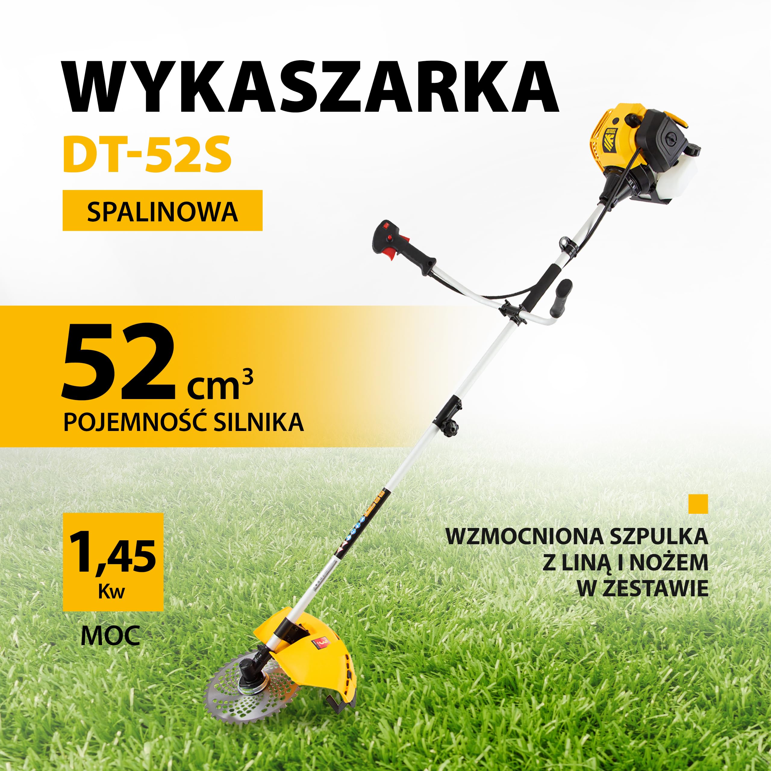 Kosa Spalinowa, Kosiarka, Podkaszarka do Trawy DT-52S, 52 cm - Denzel
