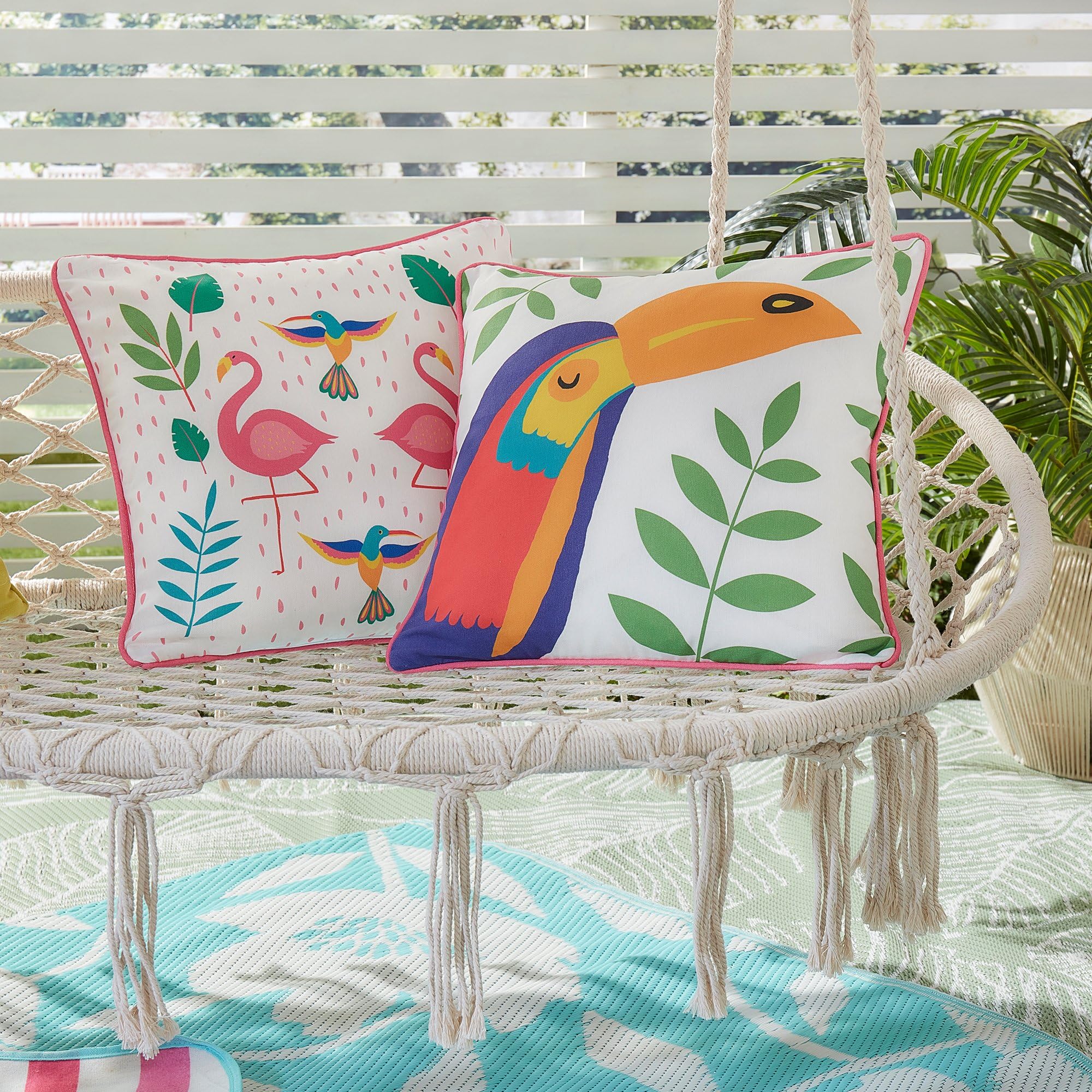 Julian Charles Pink Tropical Flamingo Outdoor Cushion (43Cm X 43Cm) - One Size