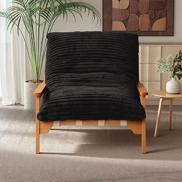 35.24" Accent Chair, Oversized Chaise Lounge Chair, Modern Plush Fabric Sofa Chairs for Living Room Bedroom Salon Office, Black