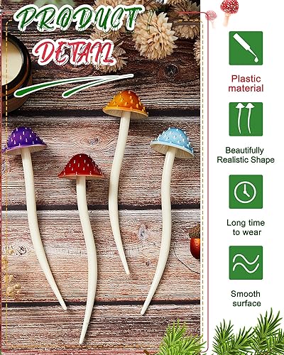 Miniatura 3 de Taiyin 4 unidades de palillos de pelo de Navidad con forma de hongo para cabello largo, horquillas de pelo chino, accesorios de peinado para mujeres