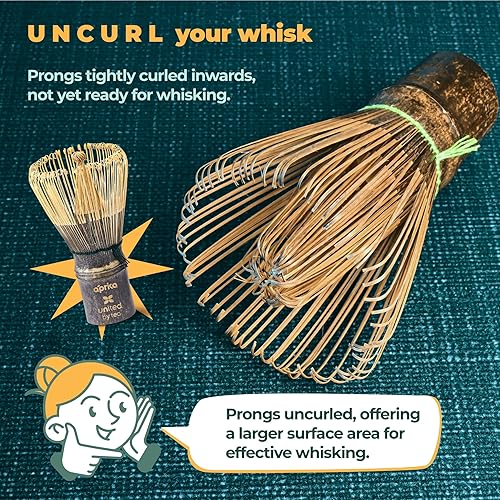 Miniatura 10 de AprikaLife Juego de batidor de bambú Matcha, kit de inicio tradicional hecho a mano incluido batidor (Chasen) con 100 puntas, cuchara (Chashaku),