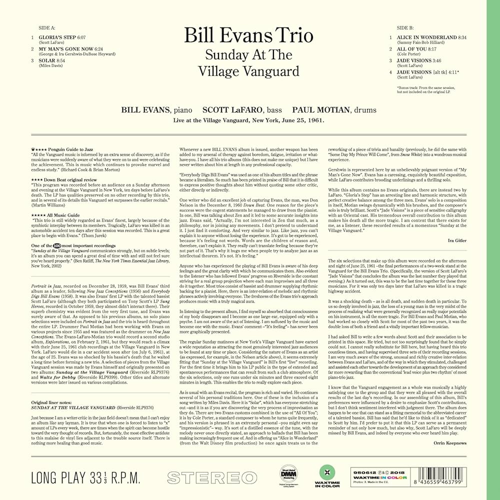 EVANS,BILL TRIO - Sunday At The Village Vanguard - Amazon
