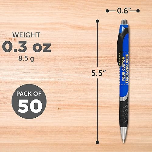 Miniatura 5 de DISCOUNT PROMOS Bolígrafos con agarre de goma, paquete de 50 unidades, texto personalizable, logotipo, bolígrafo de tinta negra con plástico suave