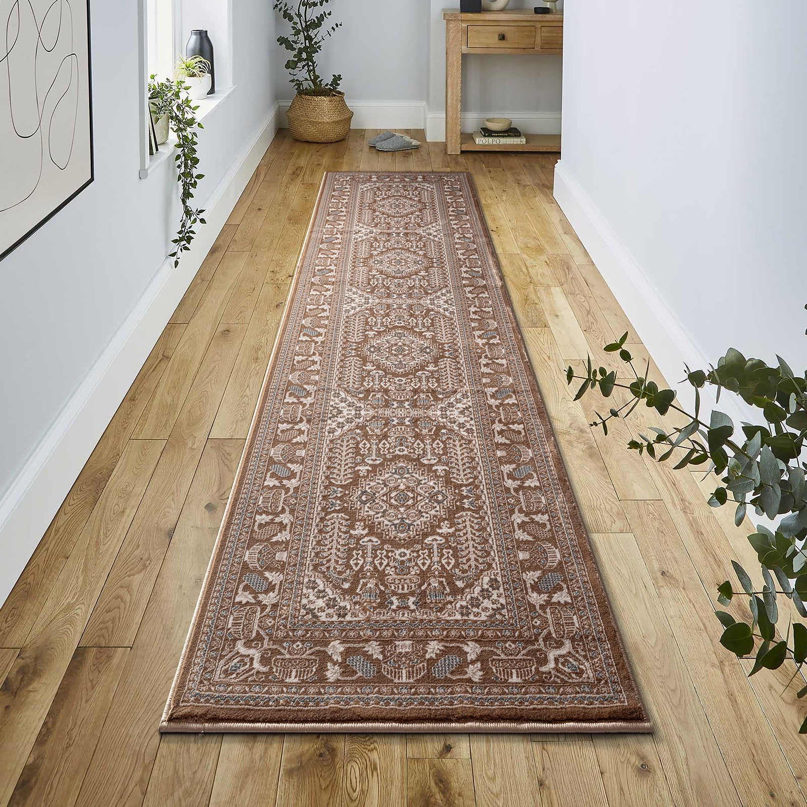 renoazul® Kitchen Carpet Runners With Jute Back, Vintage Rugs For Living Room - Zinat 80 x 300 cm Beige - Washable Runner Rug For Hallway and Lounge — image 1