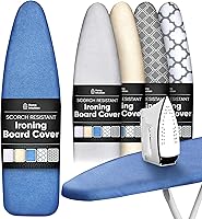 Vista 13 de Home Intuition Funda para tabla de planchar extra gruesa y almohadilla de hierro resistente a la quema con cierre de velcro y borde elástico, 15 x