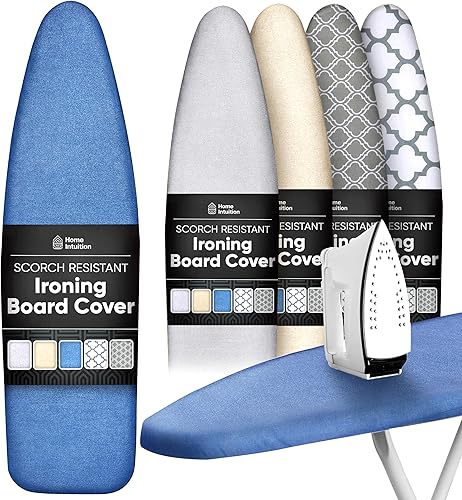 Home Intuition Funda para tabla de planchar extra gruesa y almohadilla de hierro resistente a la quema con cierre de velcro y borde elástico, 15 x