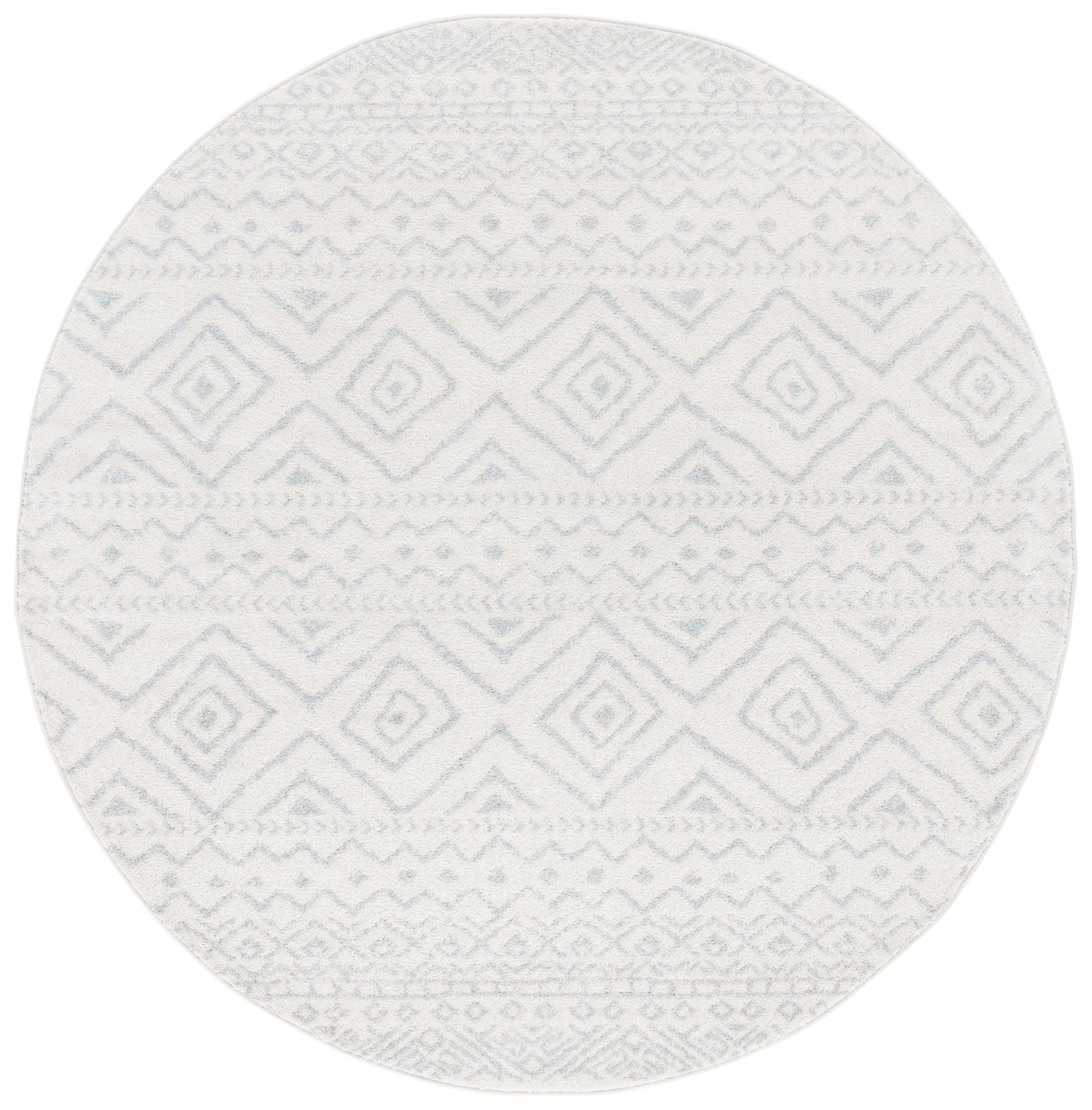 SAFAVIEH Tulum Collection Area Rug - 11' Round, Ivory & Light Grey, Moroccan Boho Distressed Design, Non-Shedding & Easy to Clean, Ideal for Living Room, Bedroom, Dining Space (TUL267B)