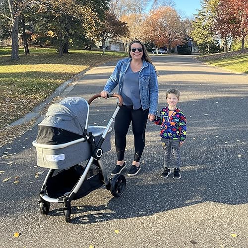 Miniatura 9 de Mompush cochecito estándar de tamaño completo, plegable en un solo paso, asiento con orientación delantera o trasera para niños, cesta de fácil