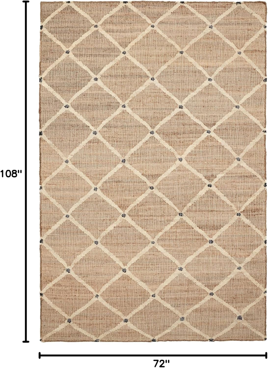 Dash and Albert Kali Area Rug - 6' x 9' Natural - Neutral Diamond Pattern Handwoven Jute Accent Rug - Ultra-Durable, Lightweight, High Traffic Area Friendly - Kitchen, Living Room, Entryway