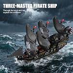Ensembles Pirate Ship Building avec lumières,MOC noir Pearl Navires Bâtiment Blocs pour adultes,Pirate Boat Building Toys,Collectible pour la décoration maison, Cadeau d'anniversaire de Noël pour les garçons 8-14(2288Pcs)