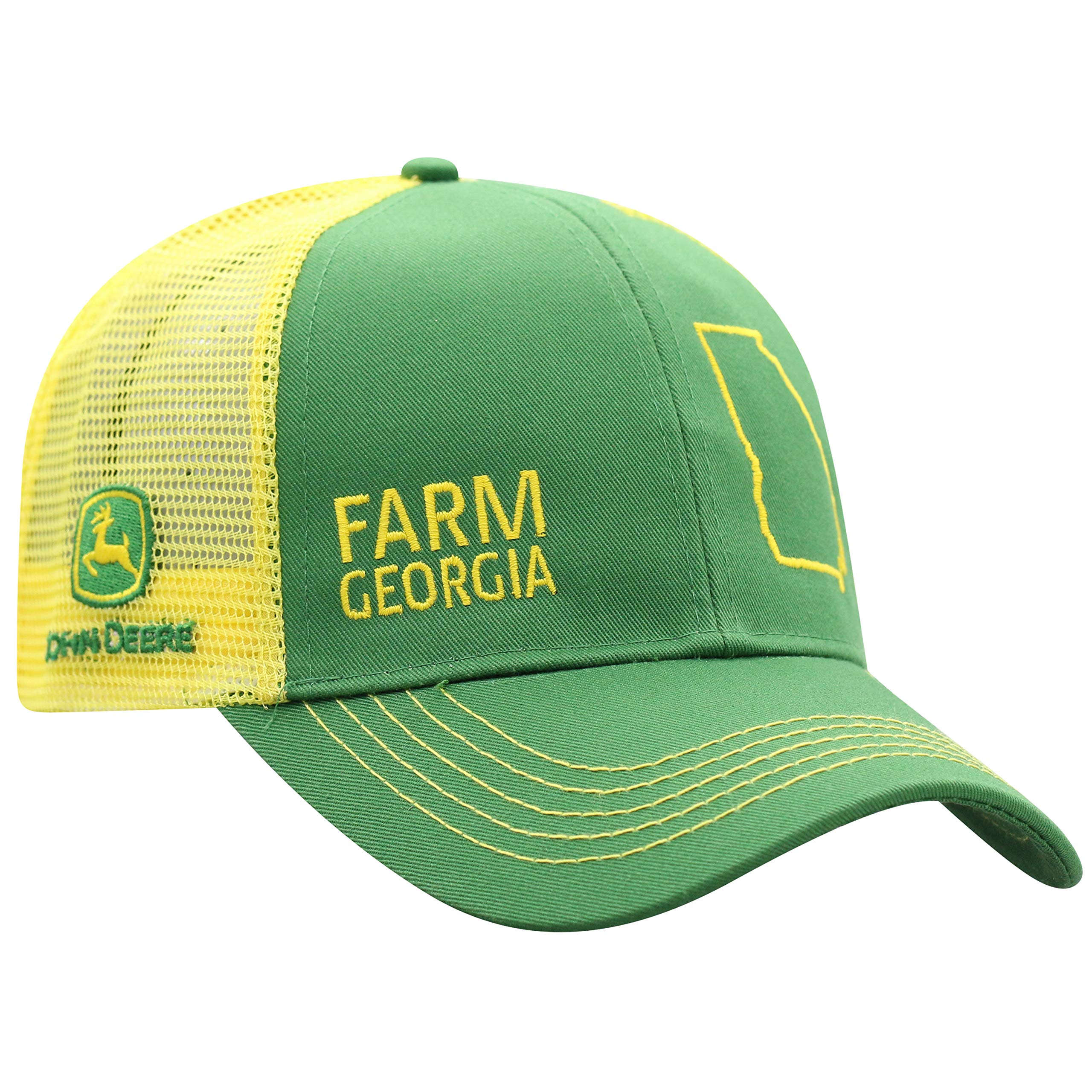 John Deere Farm State Pride Berretto Stile Trucker - Verde Con Ricamo FARM E Nome Stato, Griglia Posteriore Regolabile - 2
