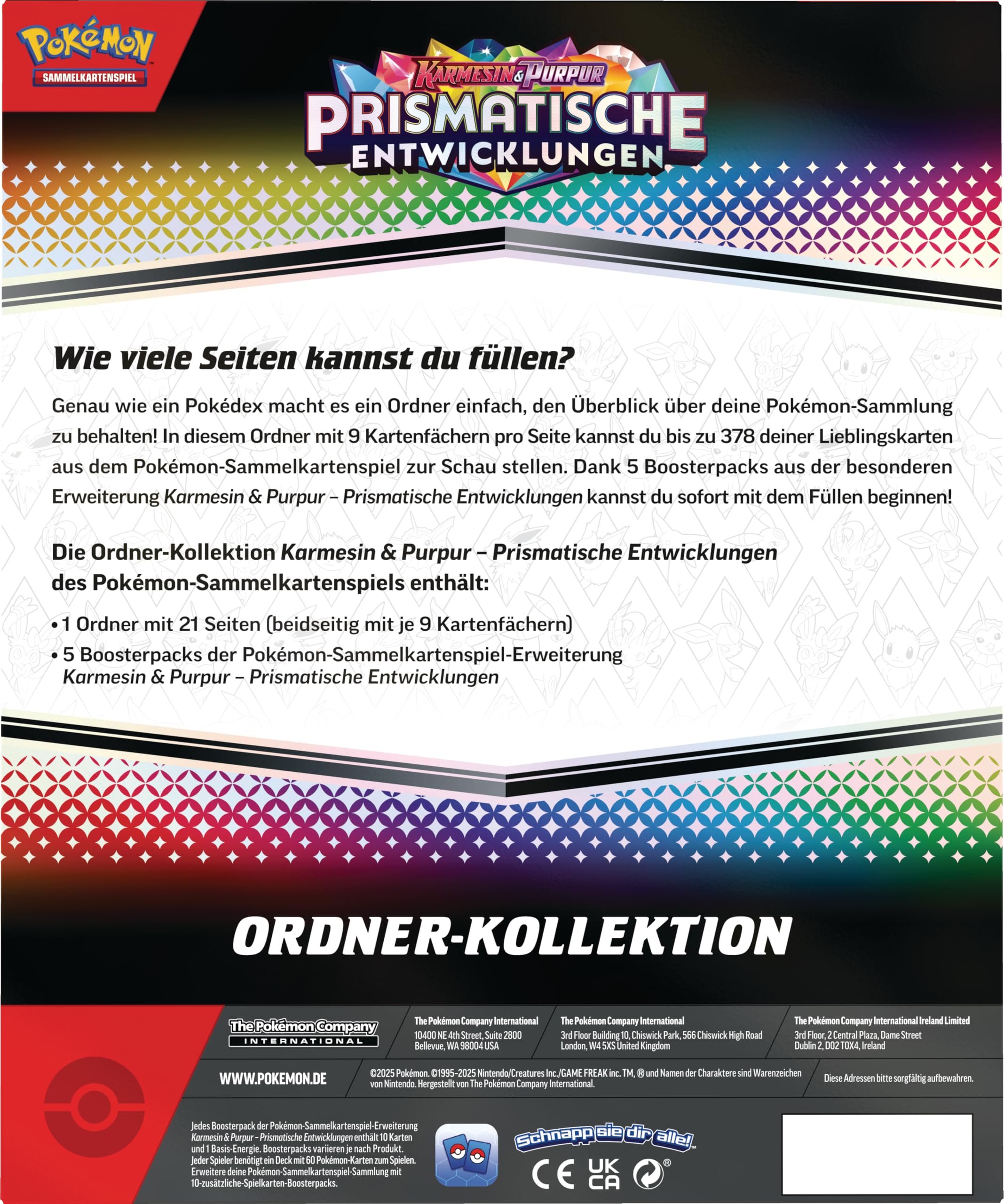 Pokémon - Kolekcjonerska gra karciana kolekcja karmesin & purpur – rozwój pryzmatyczny (segregator z 378 przegródkami na karty i 5 pakietami Booster)