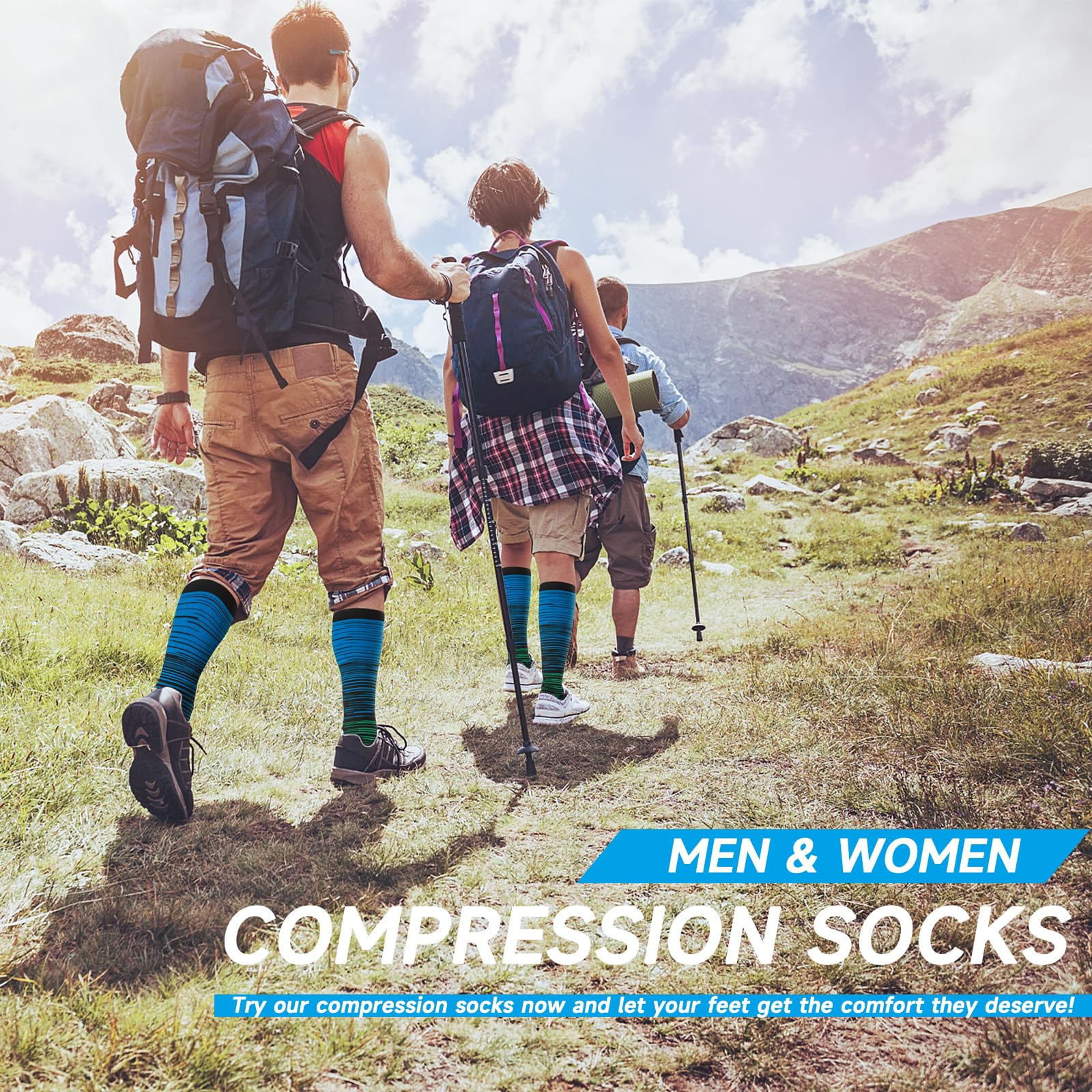cerpite Calze a compressione con punta aperta, per uomo e donna, 15-20 mmHg, 2 paia