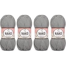 NAKO PIRLANTA Amigurumi Knitting Crochet Turkish Yarn - 100% Micro Acrylic - Lot of 4 skeins 400 gr 984 yds 6298 - Light Grey