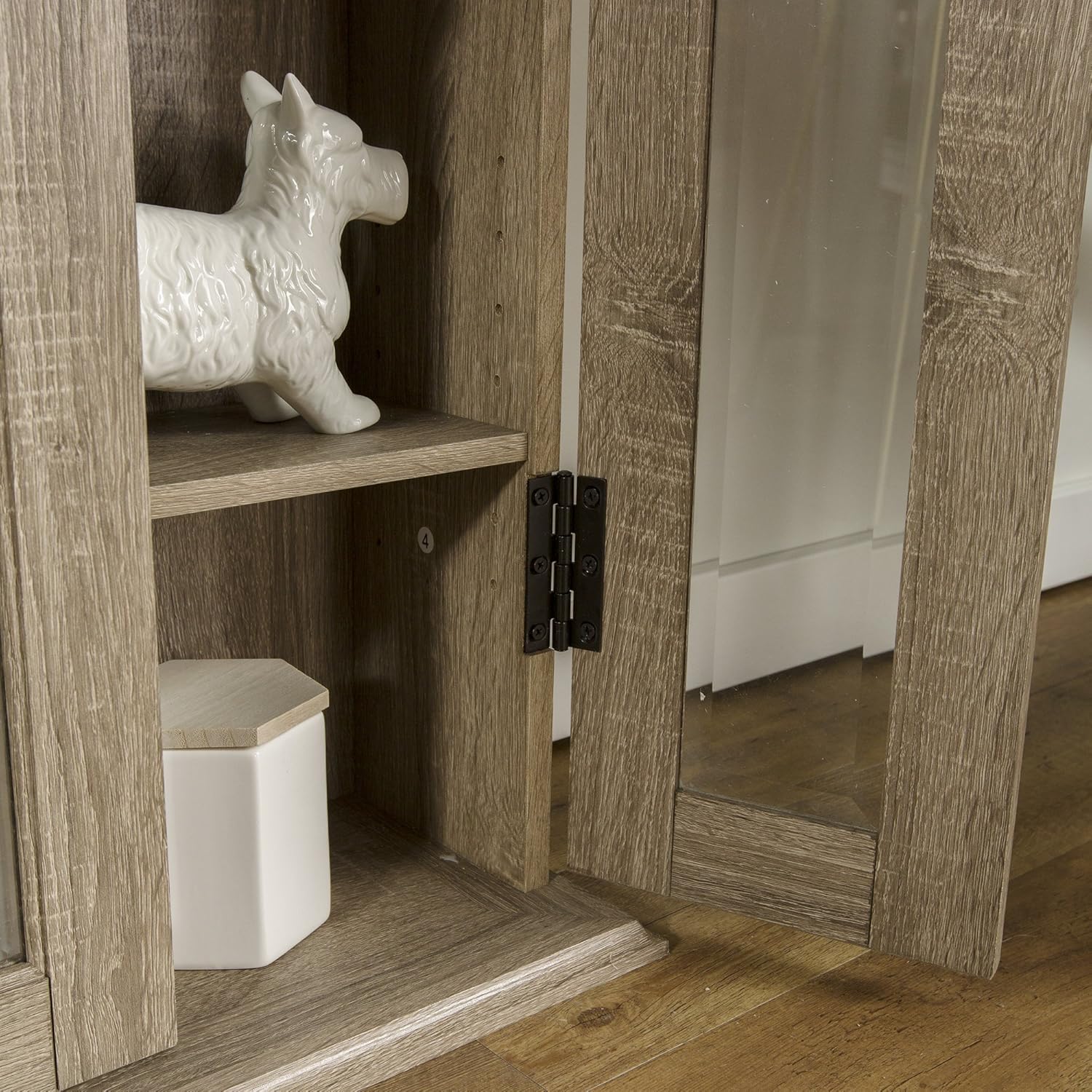 Walker Edison 4 Tier Shelf Living Room Storage Tall Bookshelf Cabinet Doors Home Office Tower Media Organizer, 41 Inch, Grey : Home & Kitchen