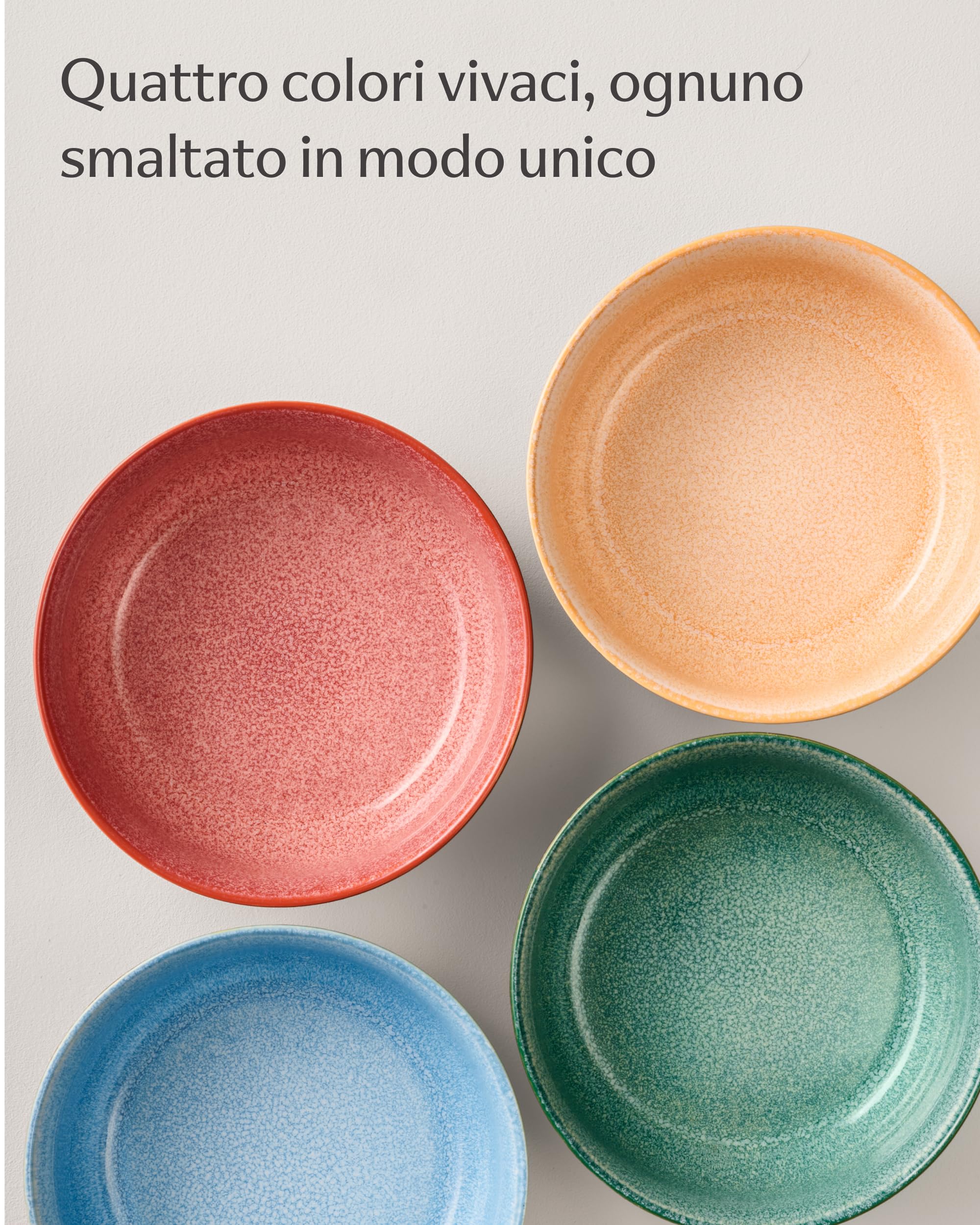 Cosumy Set di 4 Ciotole da Muesli in Ceramica 800ml – Artigianali con Smalto Reattivo – Gioco di Colori Vivaci, Adatti al Microonde & Lavabili in Lavastoviglie – Set da 4 da Muesli