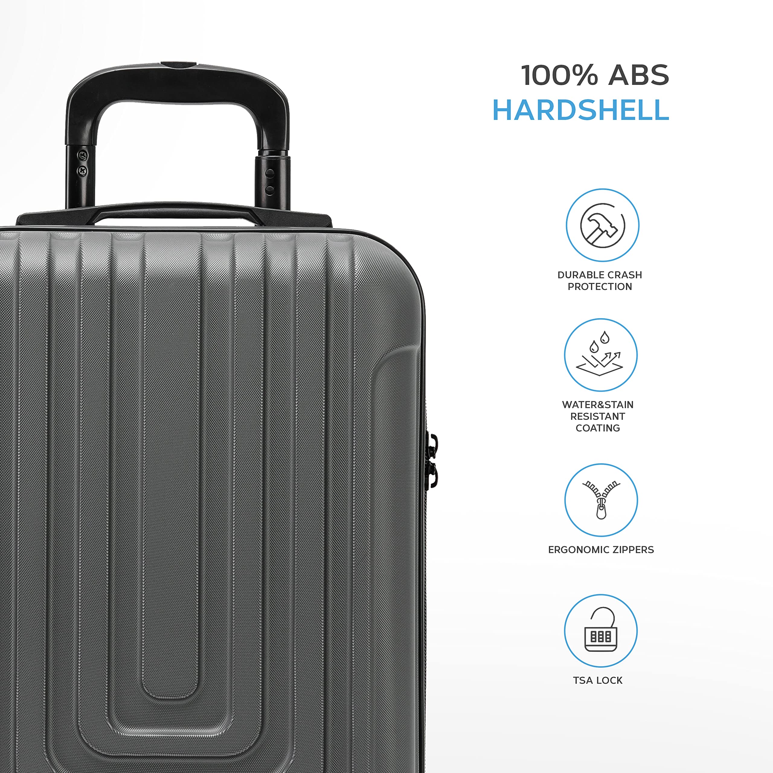 Flight Knight Premium Set of 2 Lightweight Cabin Suitcase - 8 Spinner Wheels - Built-in TSA Lock & USB Port - Luggage Approved for Over 100 Airlines Including easyJet, Ryanair & Jet2-55x35x20cm