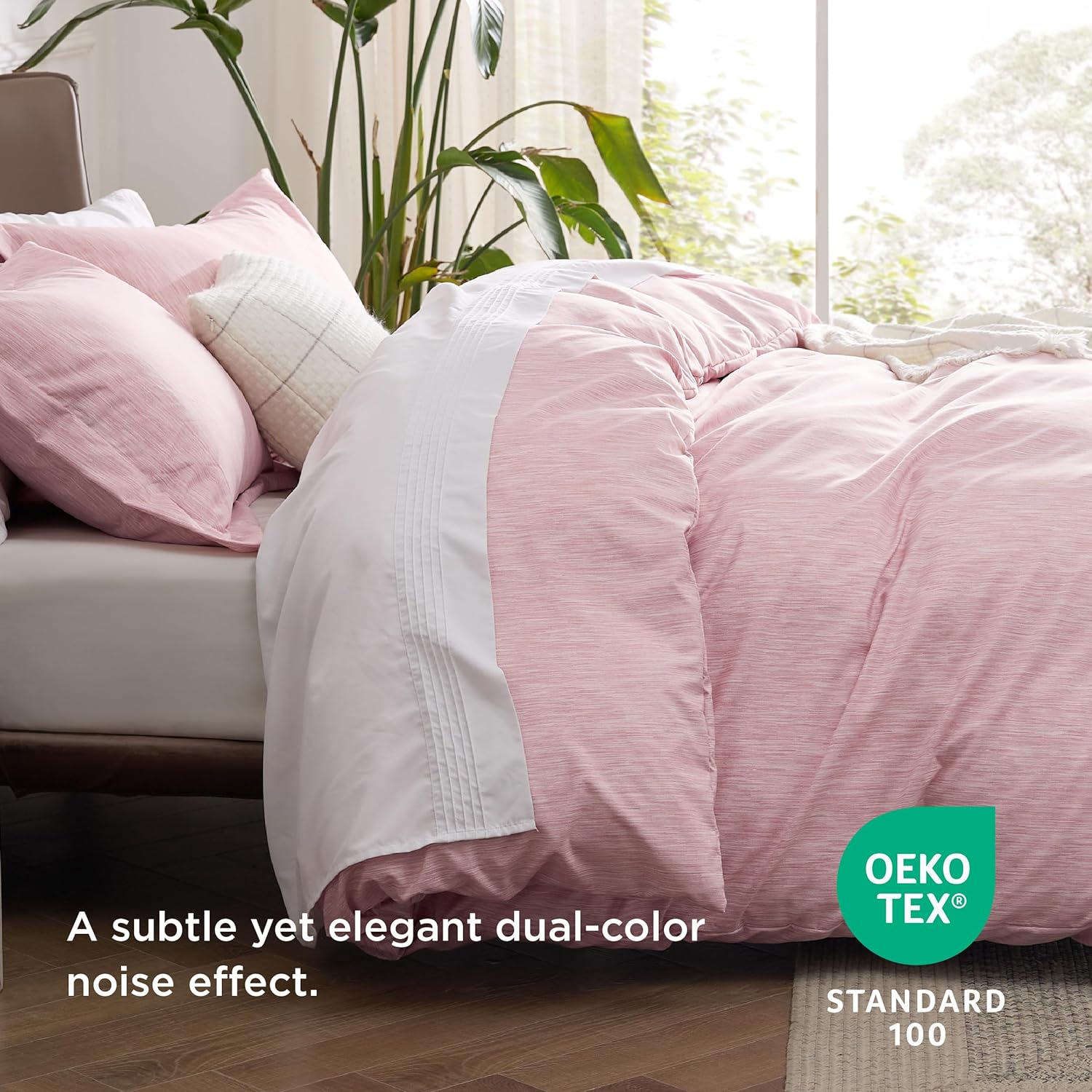 Bedsure Duvet Cover Queen Size - Soft Cationic Dyed Duvet Cover Set for Kids with Zipper Closure, 3 Pieces Bedding Set(Pink, 90"x90")