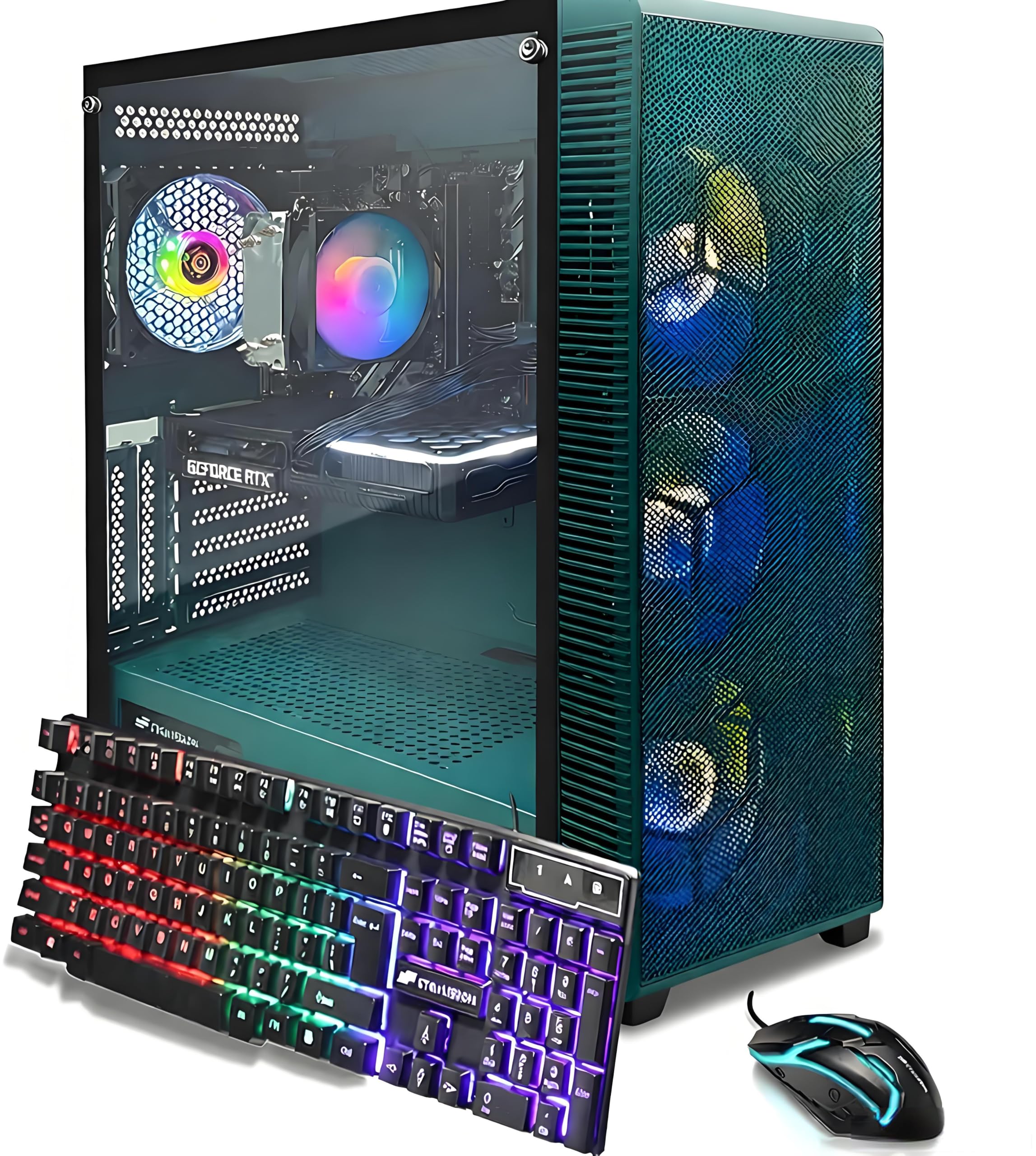 STGAubron Gaming PC Desktop, GeForce RTX 3060 Ti 8G, AMD Ryzen 7 5700X up to 4.6G, 32G DDR4, 1T SSD, WiFi 6, BT 5.0, RGB Fan x 4, Windows 11 Home