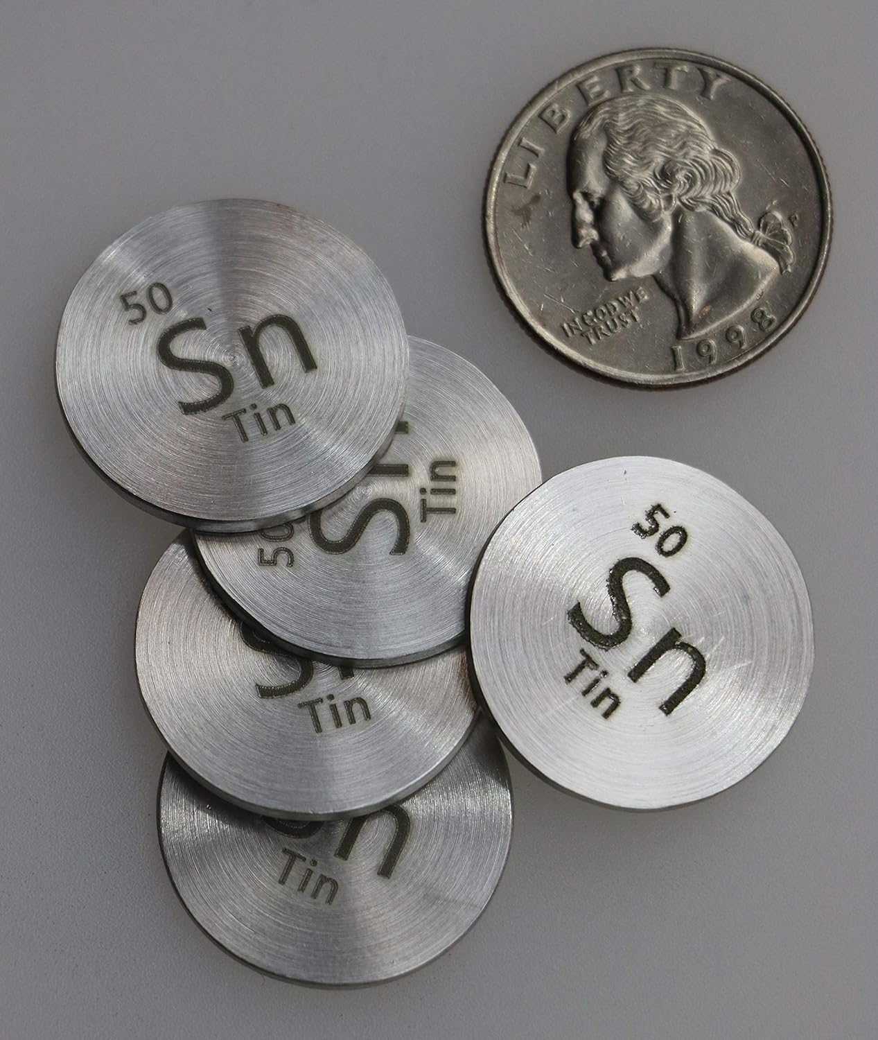 Tin (Sn) 24.26mm Metal Disc 99.9% Pure for Collection or Experiments