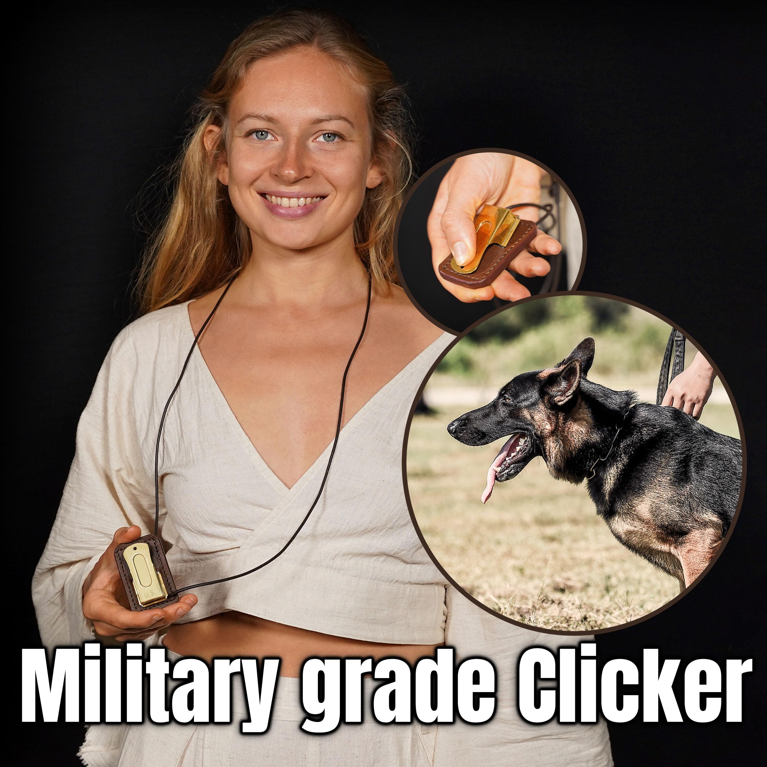 Mythrojan Brass and Steel Pet Training Clicker Puppy Dog Training Dog Clicker Cricket Clicker U.S. Engraved WII Military Gear Metal Clicker