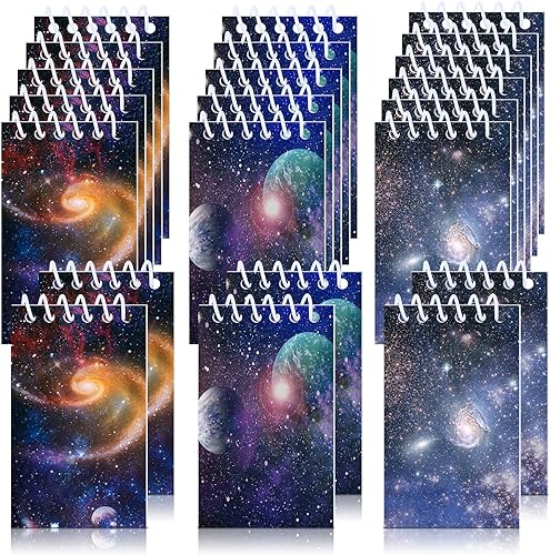24 piezas de recuerdos de fiesta espacial, espacio exterior, galaxia, mini cuadernos, recuerdos de fiesta de galaxia, cuaderno de cohete, bloc de