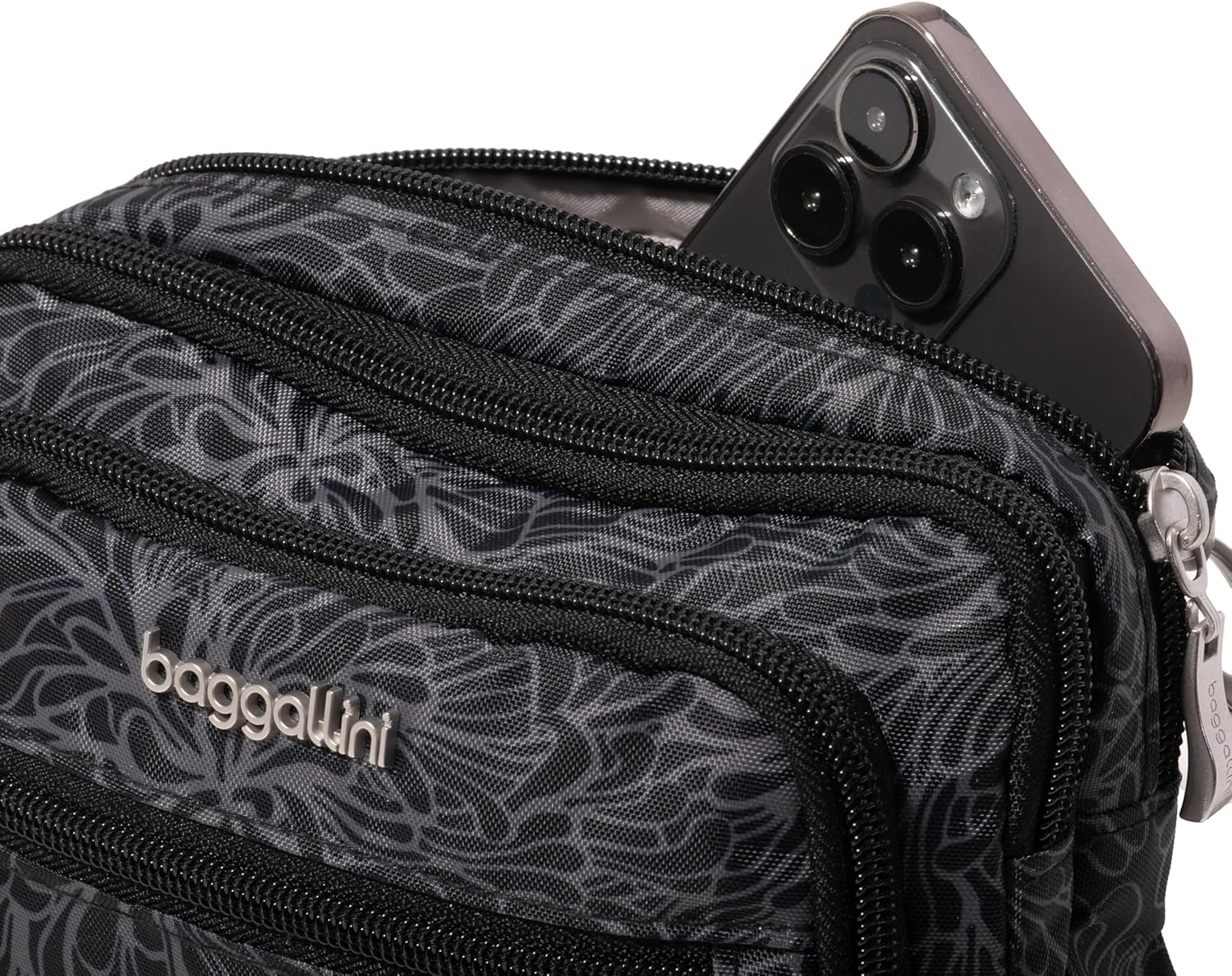 Baggallini Triple Zip Small Crossbody Bag for Women - 8x6 Lightweight Convertible Fanny Pack Belt Bag - Image 2