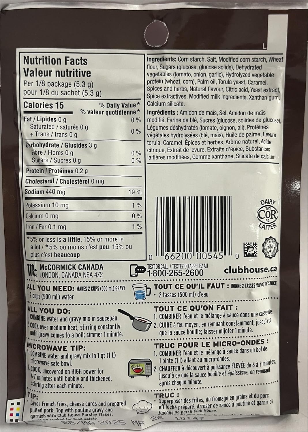 Club House Poutine Gravy Mix 42g/1.5 oz., (12 Pack) (Imported from Canada)