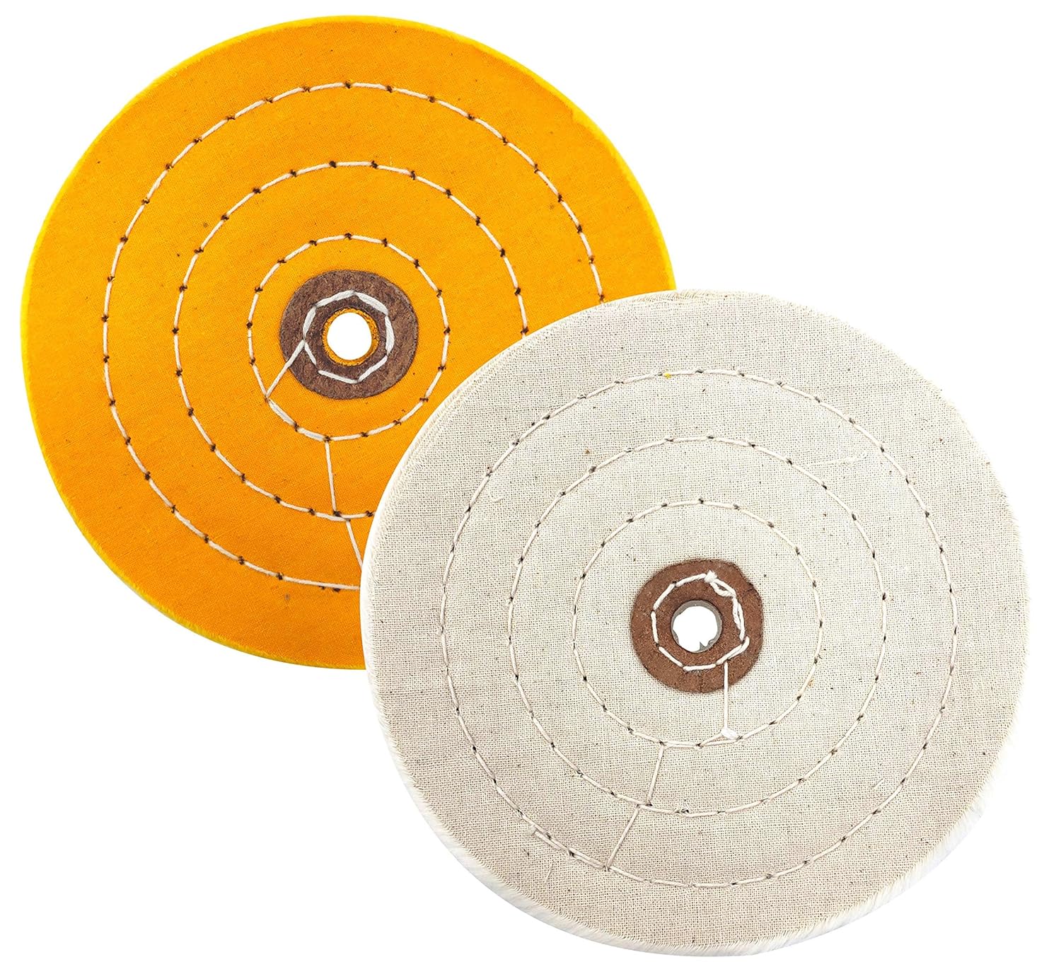 6 Inch Buffing Wheel for Bench Grinder, Set of 2, Yellow Firm and White