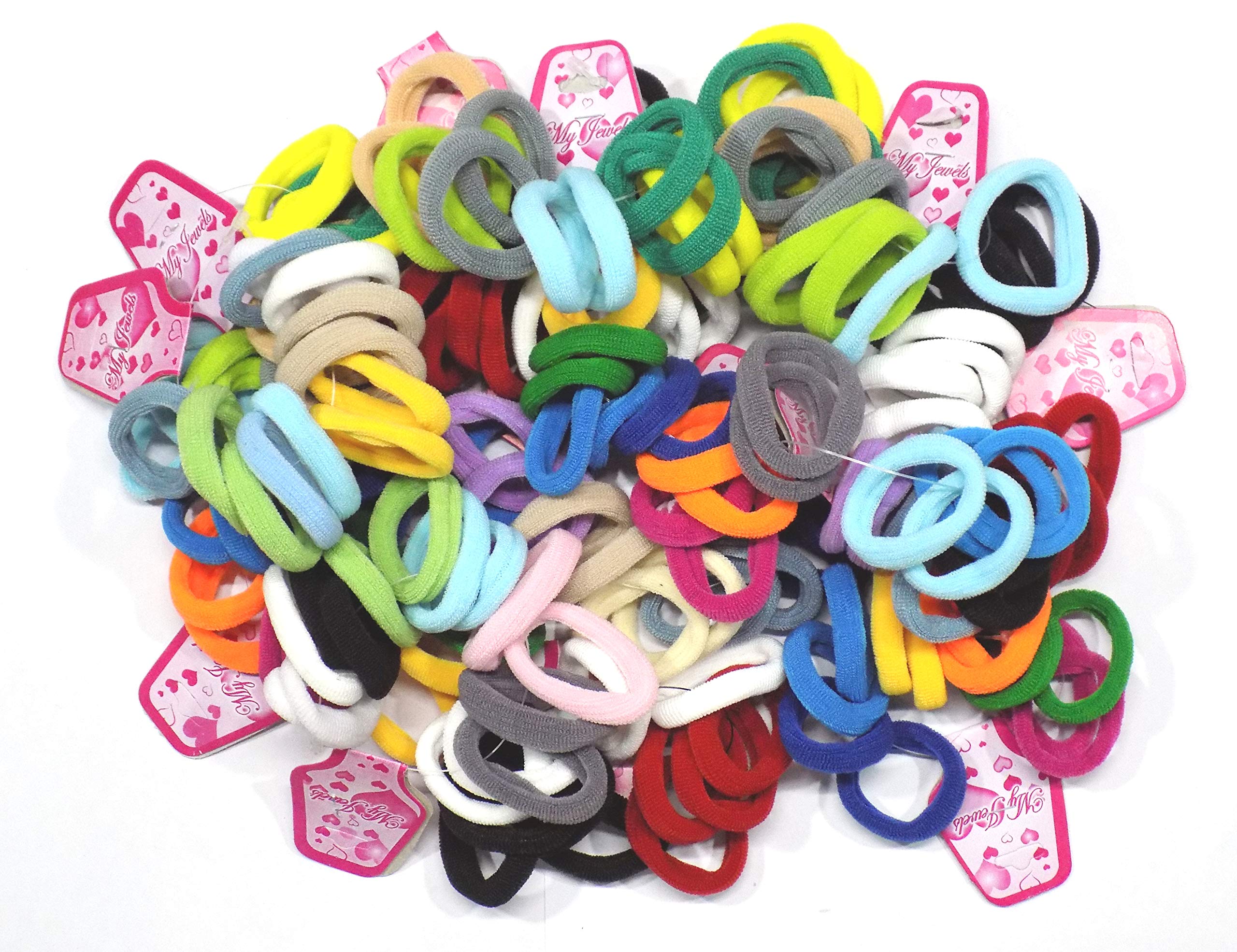 BELLO TOKO 100 Pcs elastic stretchable rubber band for women girls kids ponytail holder hair gym exercise soft fabric