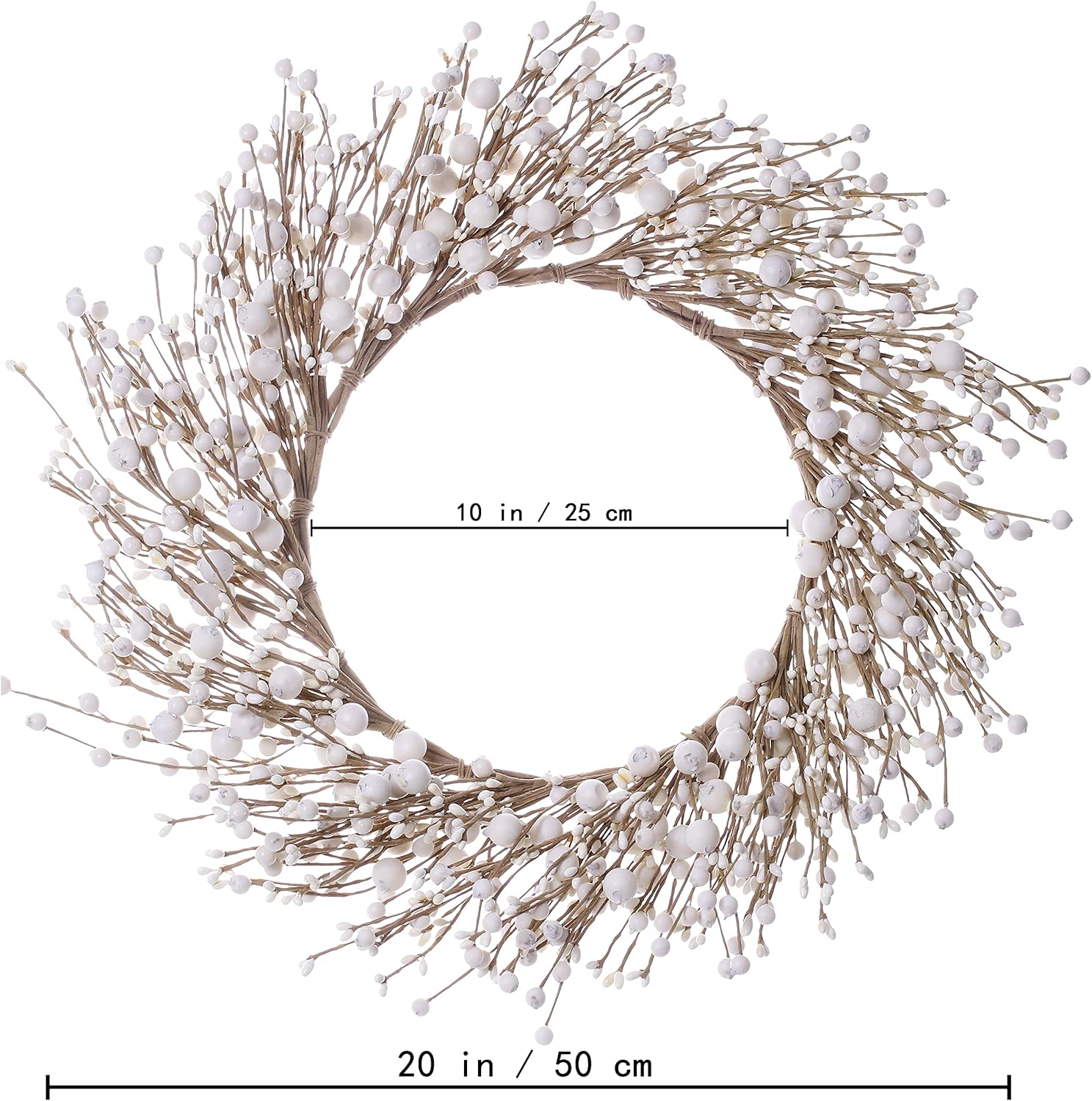 White Berry Wreath,20 Inches Winter Wreaths for Front Door Winter Wreaths Christmas Wreath for Winter and Christmas Decor - Image 2