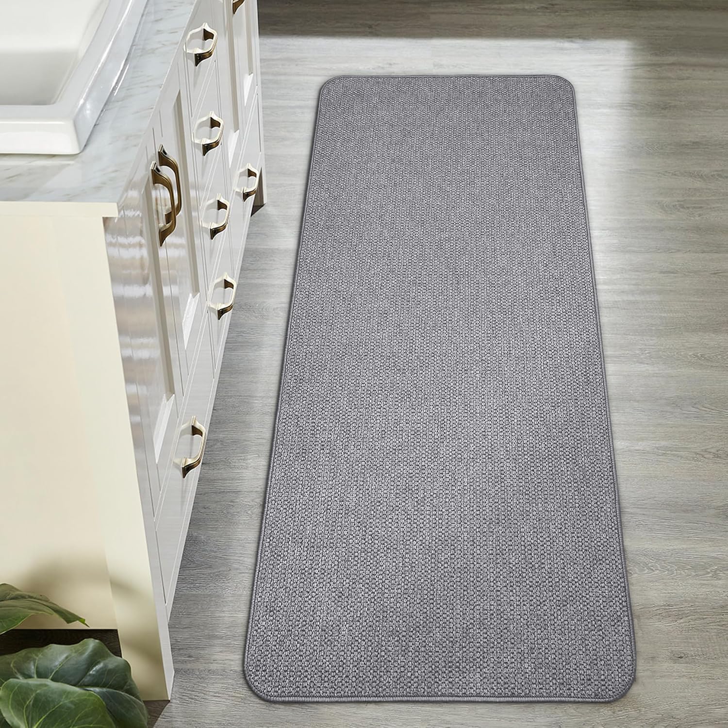 Bath Mat,Ultra Thin Bath Rugs,Rubber Bath Mats for Bathroom,Quick Dry,Non-Slip,Machine Washable,Fit Under Door,Super Absorbent Bathroom Rugs for Bathroom Floor,Shower,Sink.(Grey,21''x47'') Grey 47''x21''