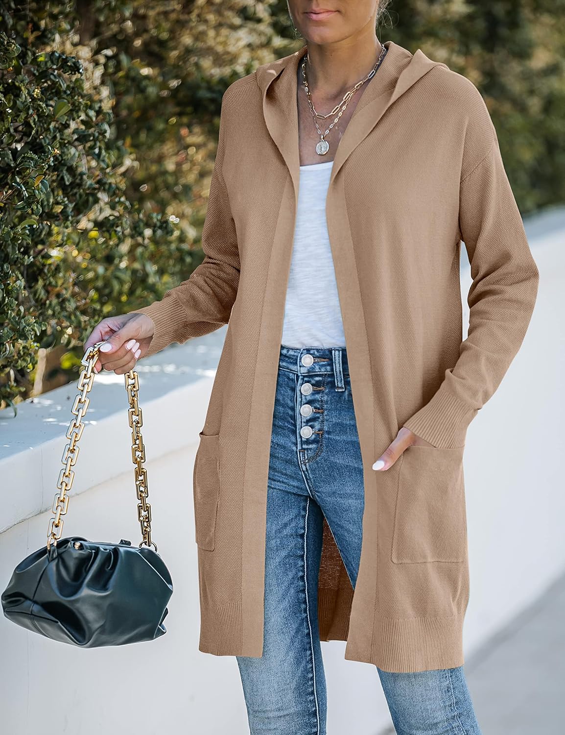 MEROKEETY Long Cardigans for Women 2026 Fall Winter Hooded Long Sleeve Open Front Sweaters with Pockets - Image 2