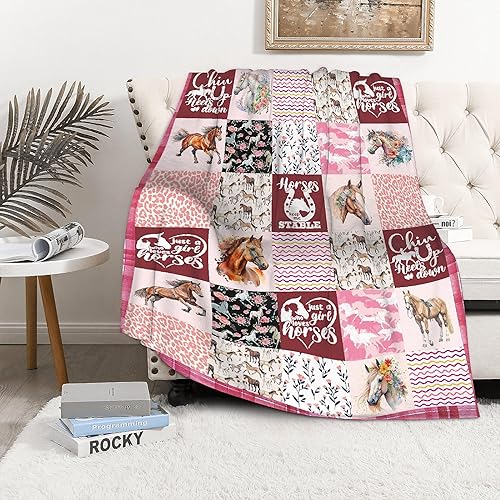 Miniatura 3 de Manta de franela ligera de caballos, regalos para niñas y mujeres en todas las estaciones, manta para camasofásofá, 40 x 50 pulgadas para niñosniños