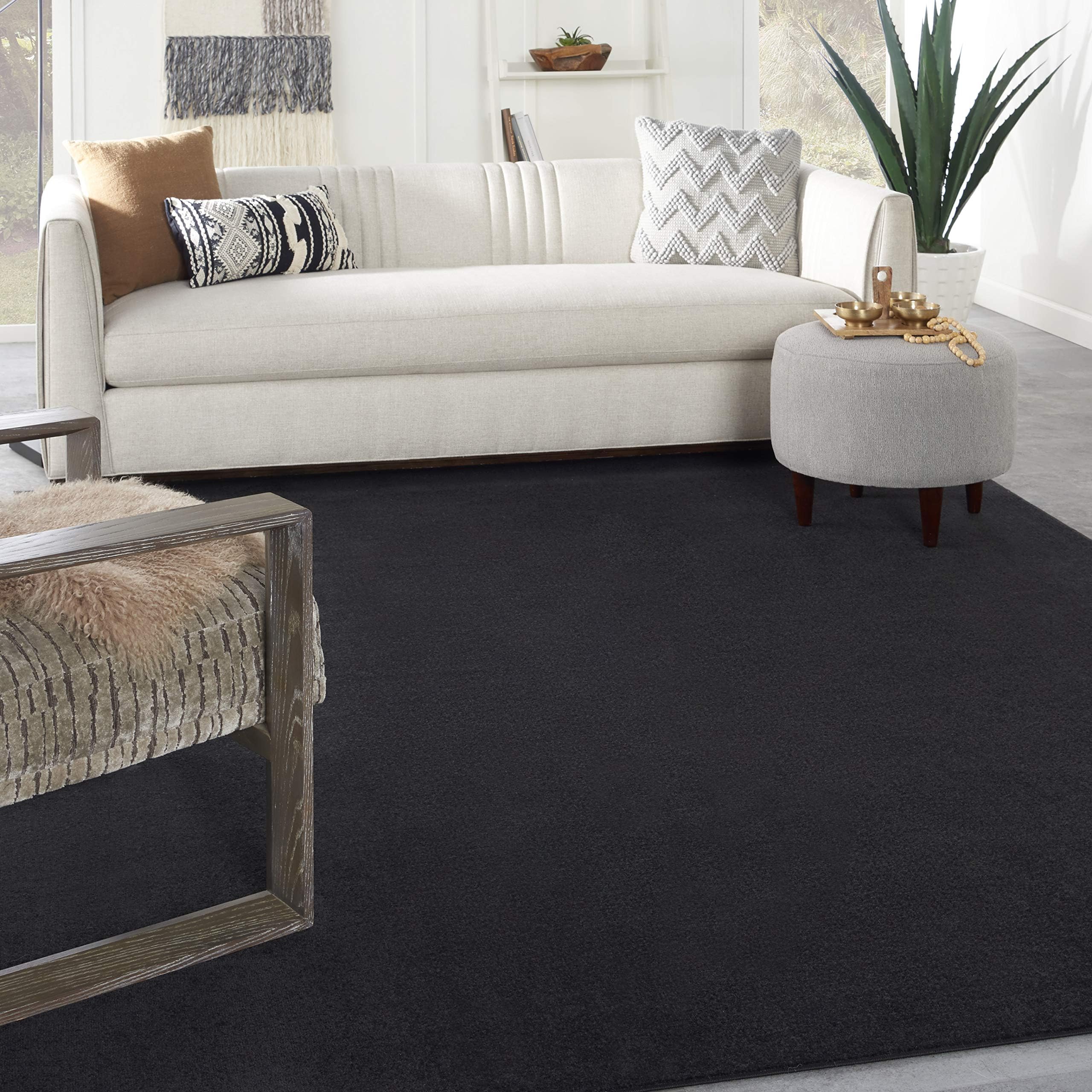 Nourison Home Nourison Essentials Black 9' x 12' Area Rug - Easy Clean, Non Shedding, Bed Room, Living Room, Dining Room, Kitchen (9' x 12')