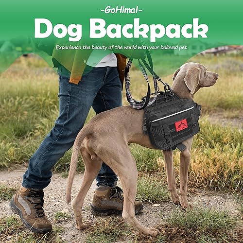 Miniatura 6 de GoHimal Mochila de senderismo para perros grandes y medianos para llevar, bolsa de sillín para viajes y campamentos, mochila ajustable para perros