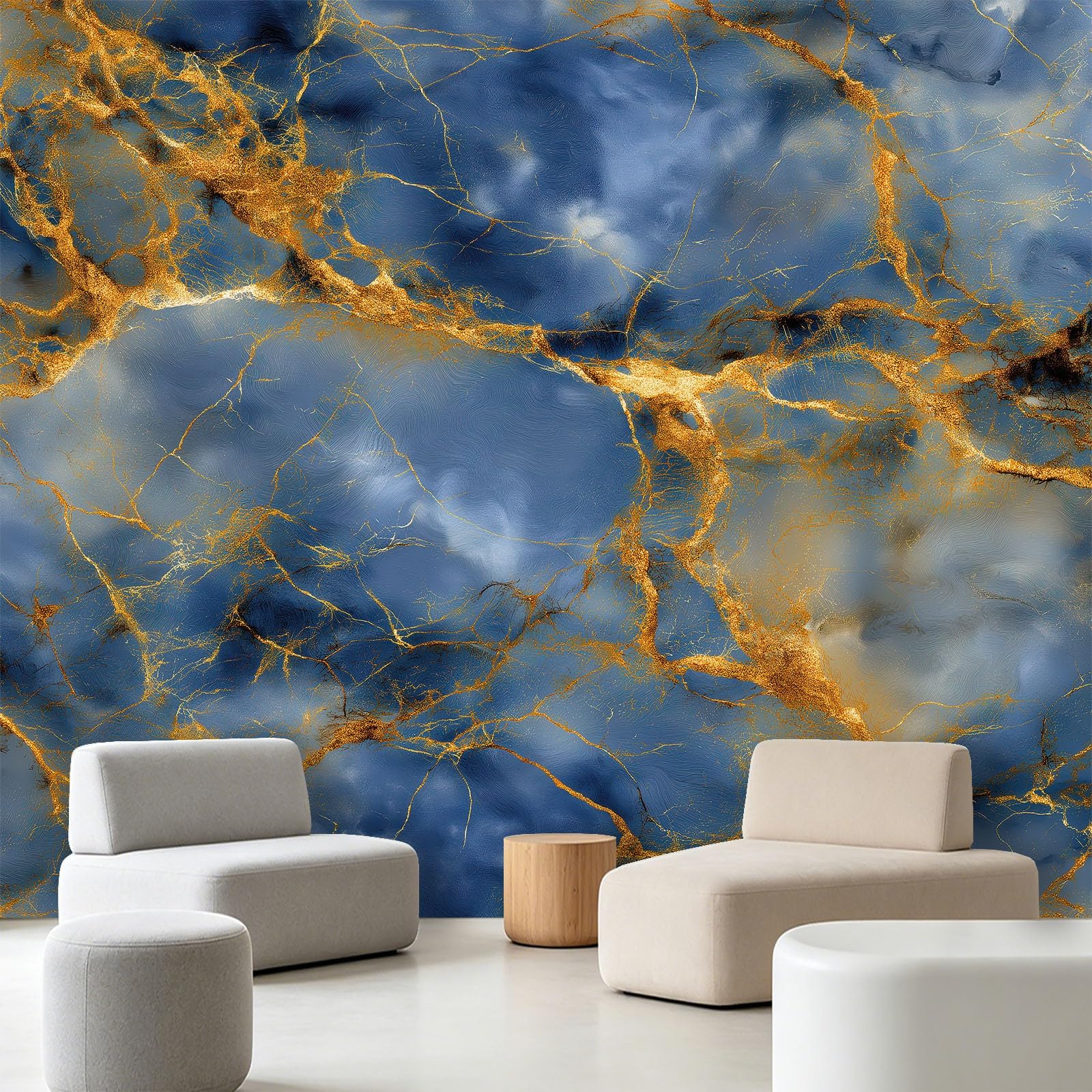 Fresque murale tapisserie salon motif marbre et sable doré format xxl 400x280