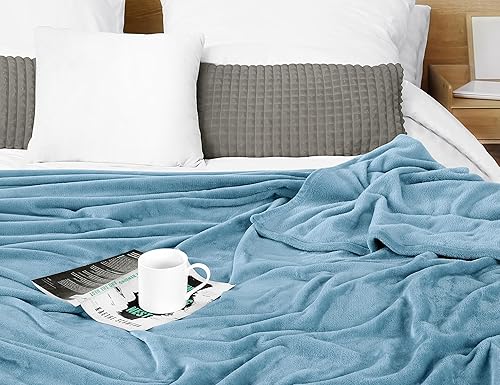 Miniatura 2 de Utopia Bedding - Manta de microfibra de vellón, ligera, mullida, suave, antiestática, king, color azul lavado (90 x 102 pulgadas)