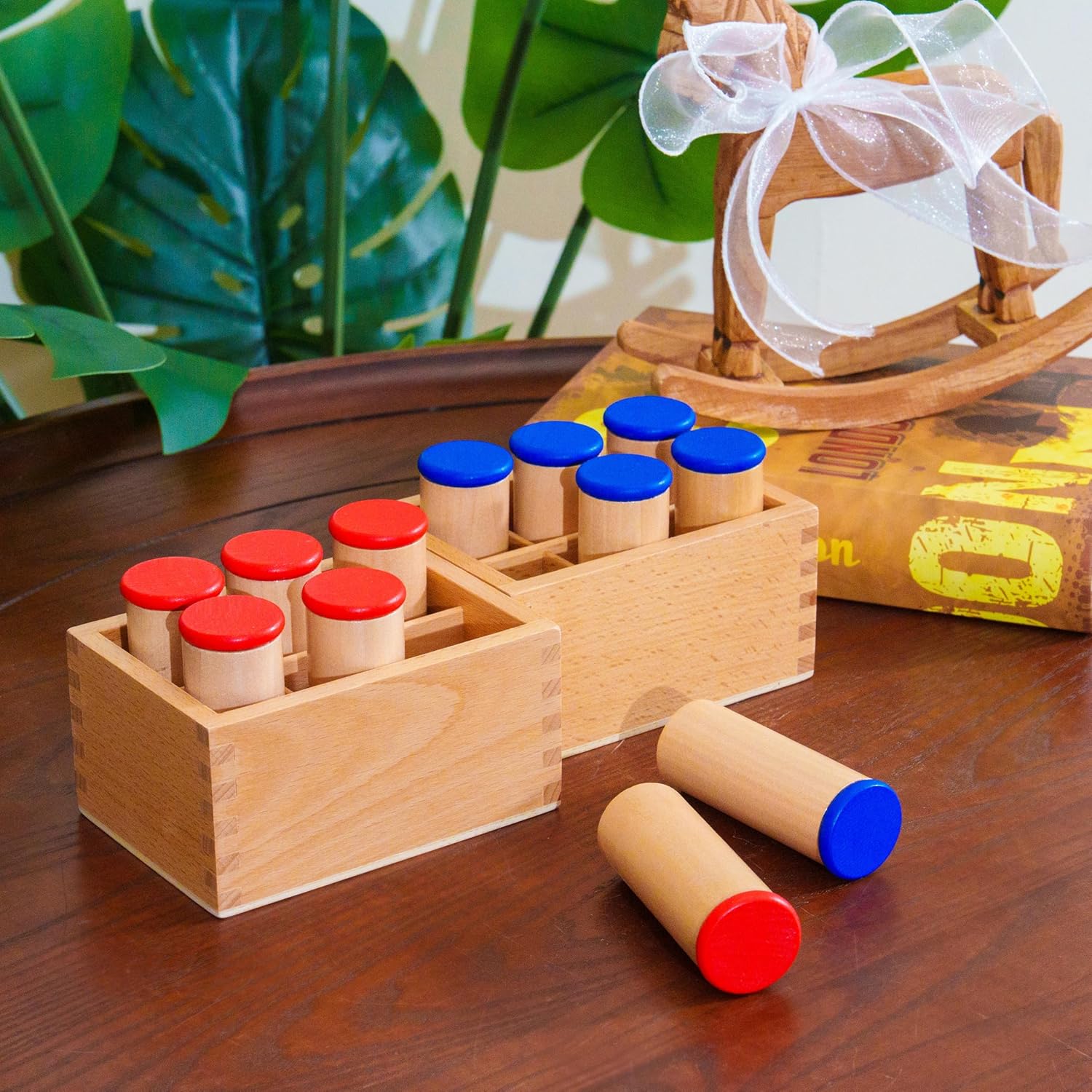 Montessori Sound Cylinders Beechwood, Solid Wood Sound Boxes Montessori Toys for Toddlers & Kids, Sensory Materials for Auditory Development, Wooden Preschool Homeschool Learning Toys Ages 3 4 5 6