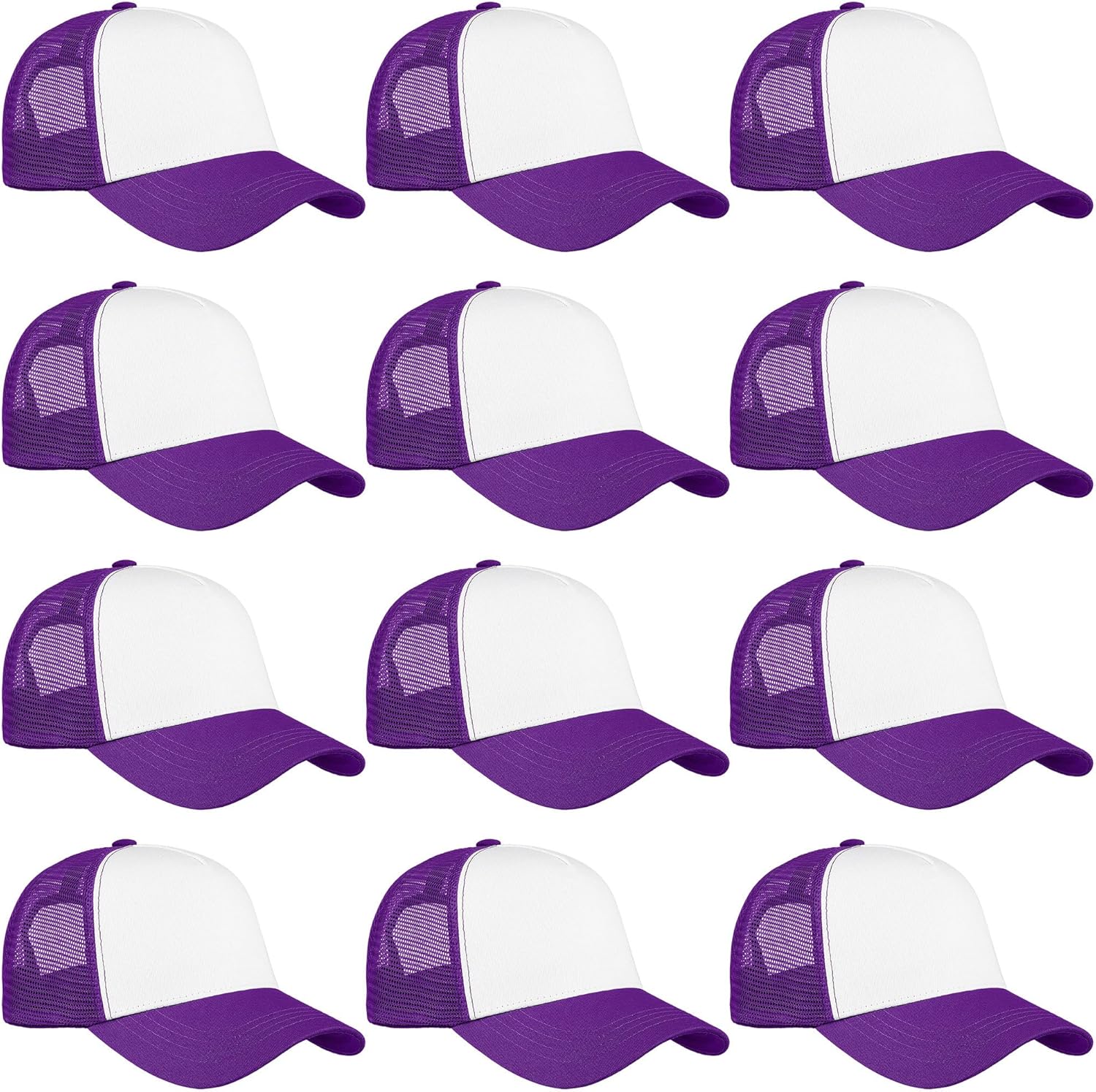 Falari 12 Pack Bulk Wholesale Mesh Trucker Hats 5 Panel and 6 Panel Baseball Caps for Men and Women