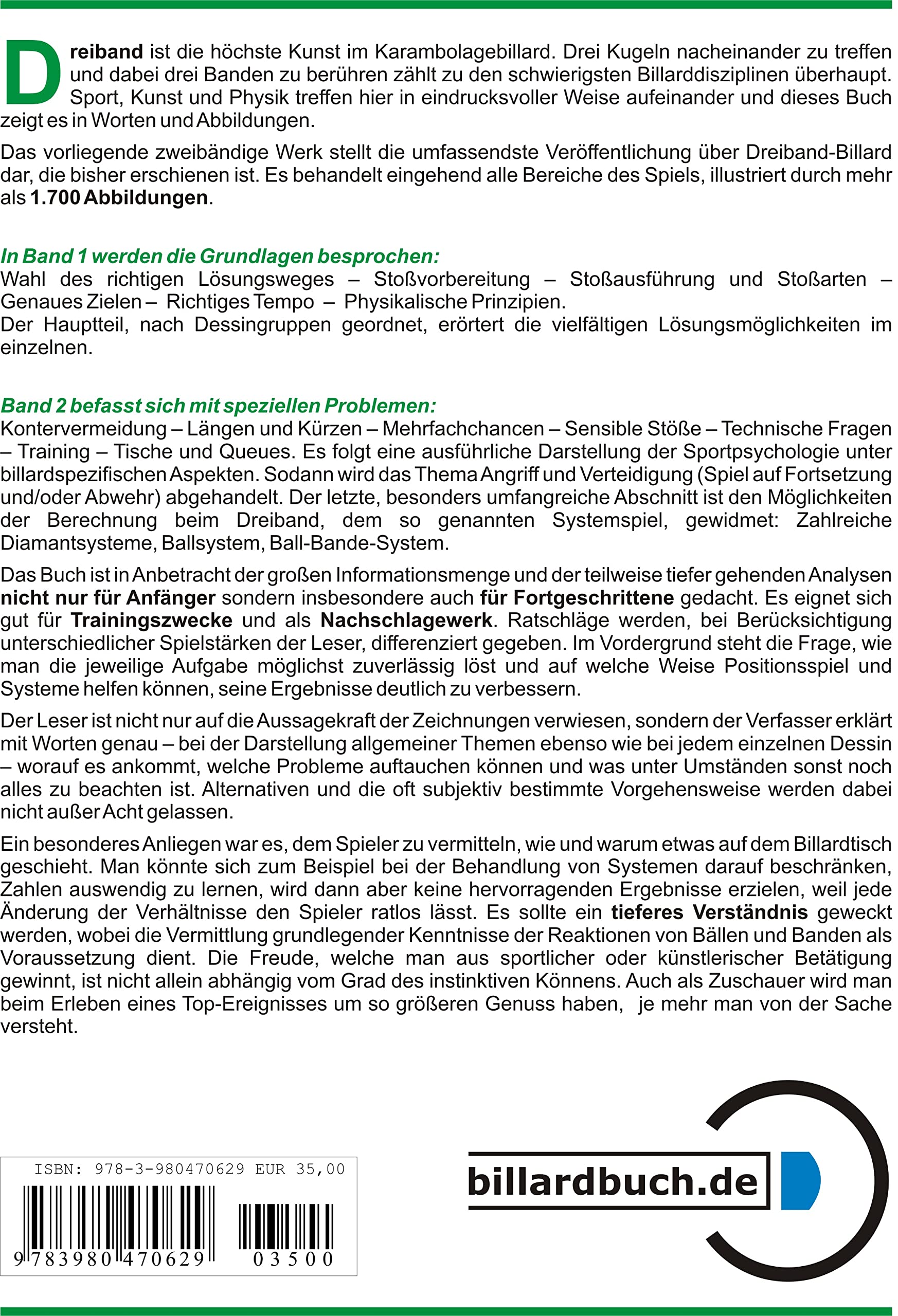Handbuch des Billardspiels - Dreiband. Bd 1.