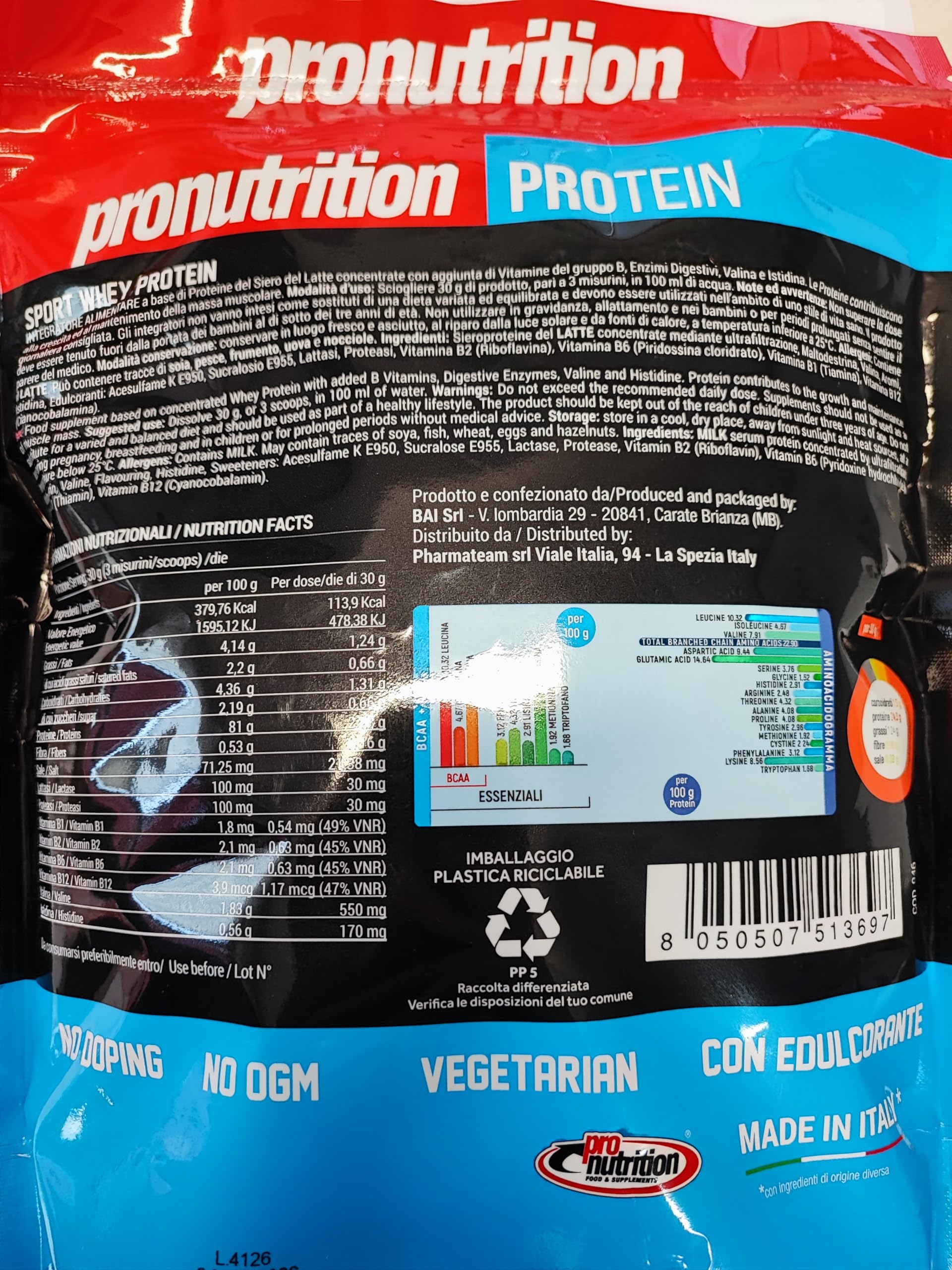 PRO NUTRITION SPORT WHEY PROTEIN BUSTA 908 GR Crema Pasticcera