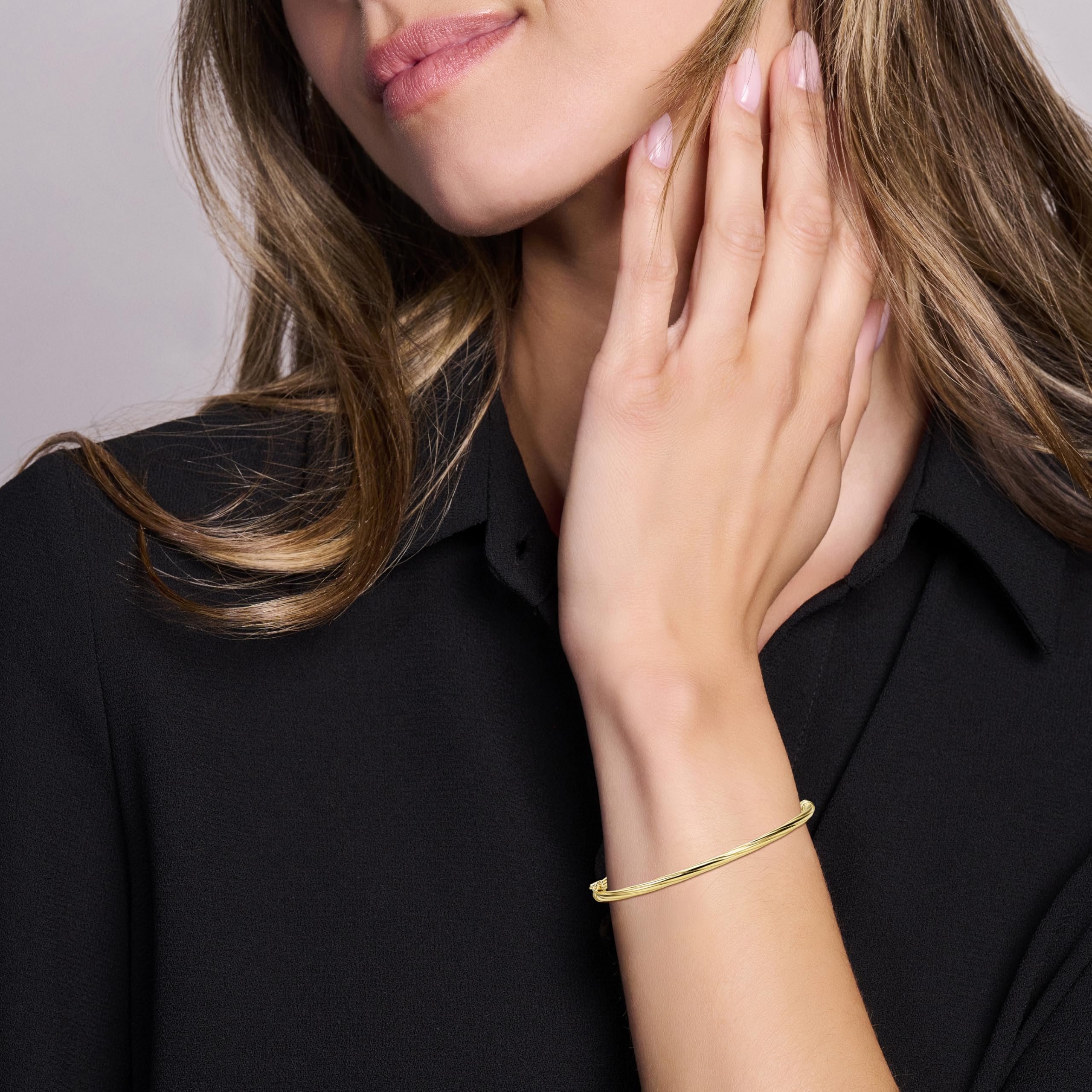 OROVI Bracciale Rigido Argento 925 - Bracciale Donna PLACCATO ORO 18KT Design intrecciato, Chiusura a Cerniera. Gioiello Donna Anallergico MADE IN ITALY Consegnato in Elegante Astuccio Regalo.