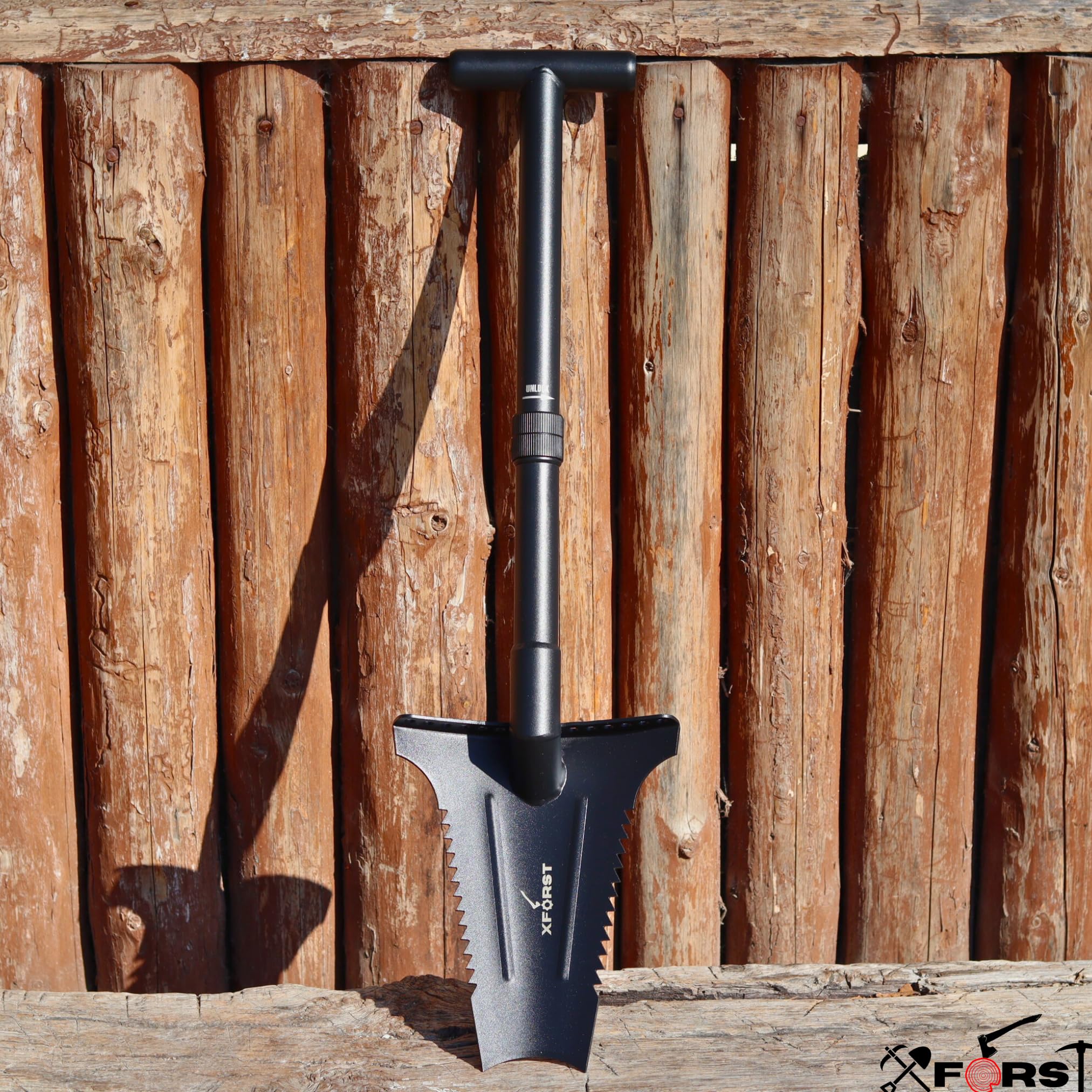 forst X-SZ2 - Pala robusta, ideale per giardinaggio e prospezione. 72 cm, 1,66 kg, lama trapezoidale affilata con denti laterali per giardinaggio, rimozione radici