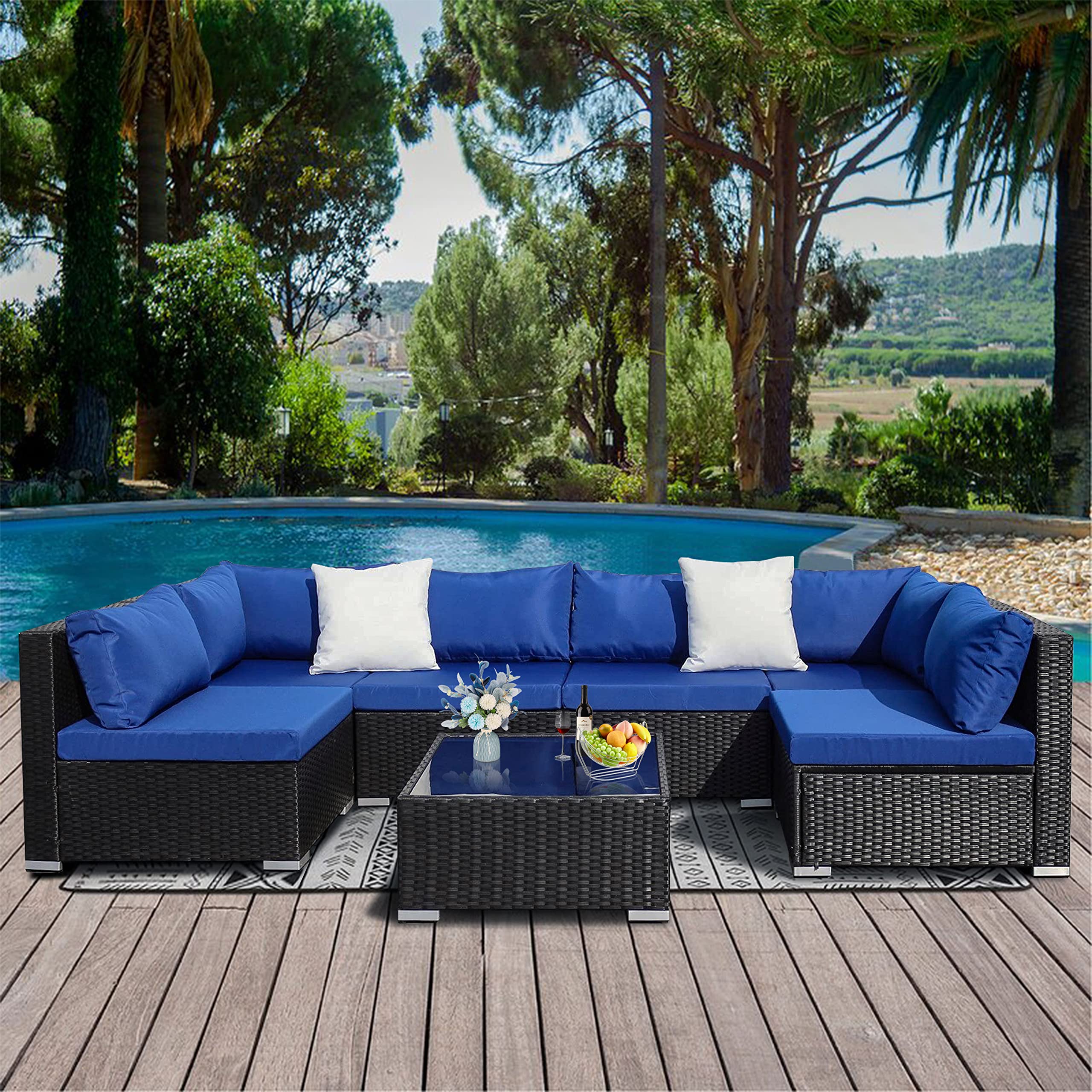Buy Updated7 Piece Patio Furniture Set, Outdoor Sectional Sets, Patio