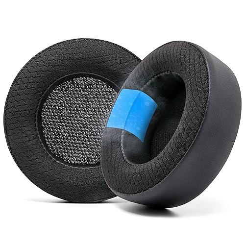 WC Freeze Virtuoso - Hybrid Fabric Cooling Gel Replacement Earpads for Corsair Virtuoso Gaming Headset, Made by Wicked Cushions, Improved Durability, Thickness and Sound Isolation | Black - Black